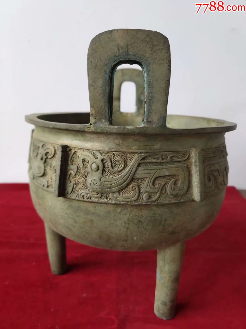 铜鼎,造型非常大器,水坑包浆,锈色非常漂亮-铜皿/盛具-7788收藏