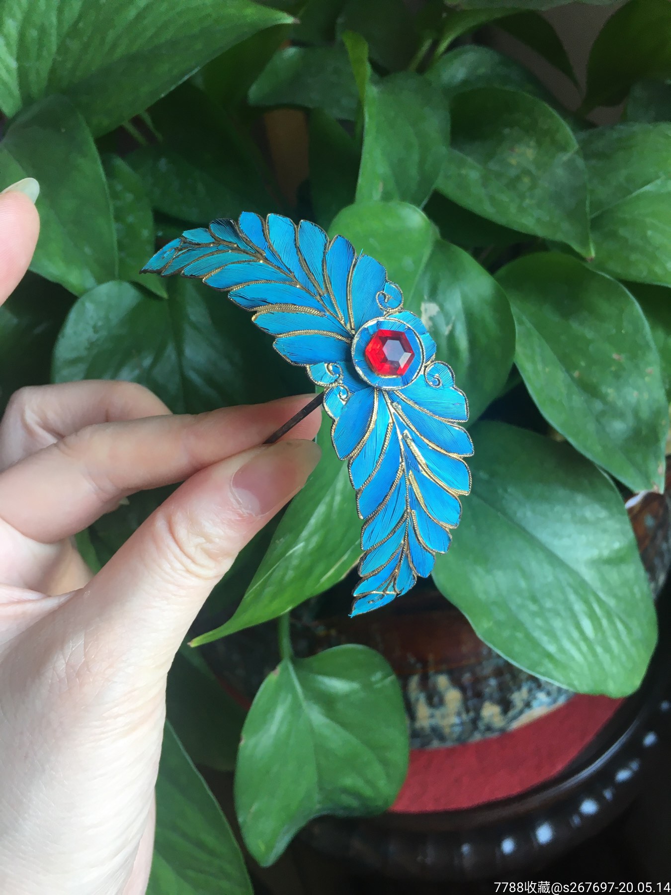 老银鎏金点翠抹额