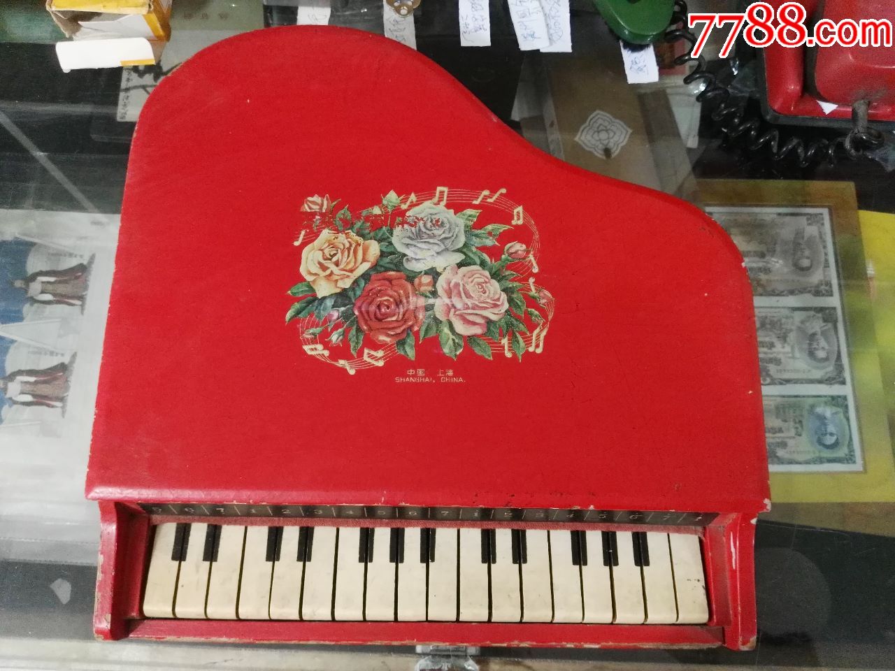 80年代儿童玩具小钢琴_其他传统玩具_红色纸品行【7788收藏__收藏热线