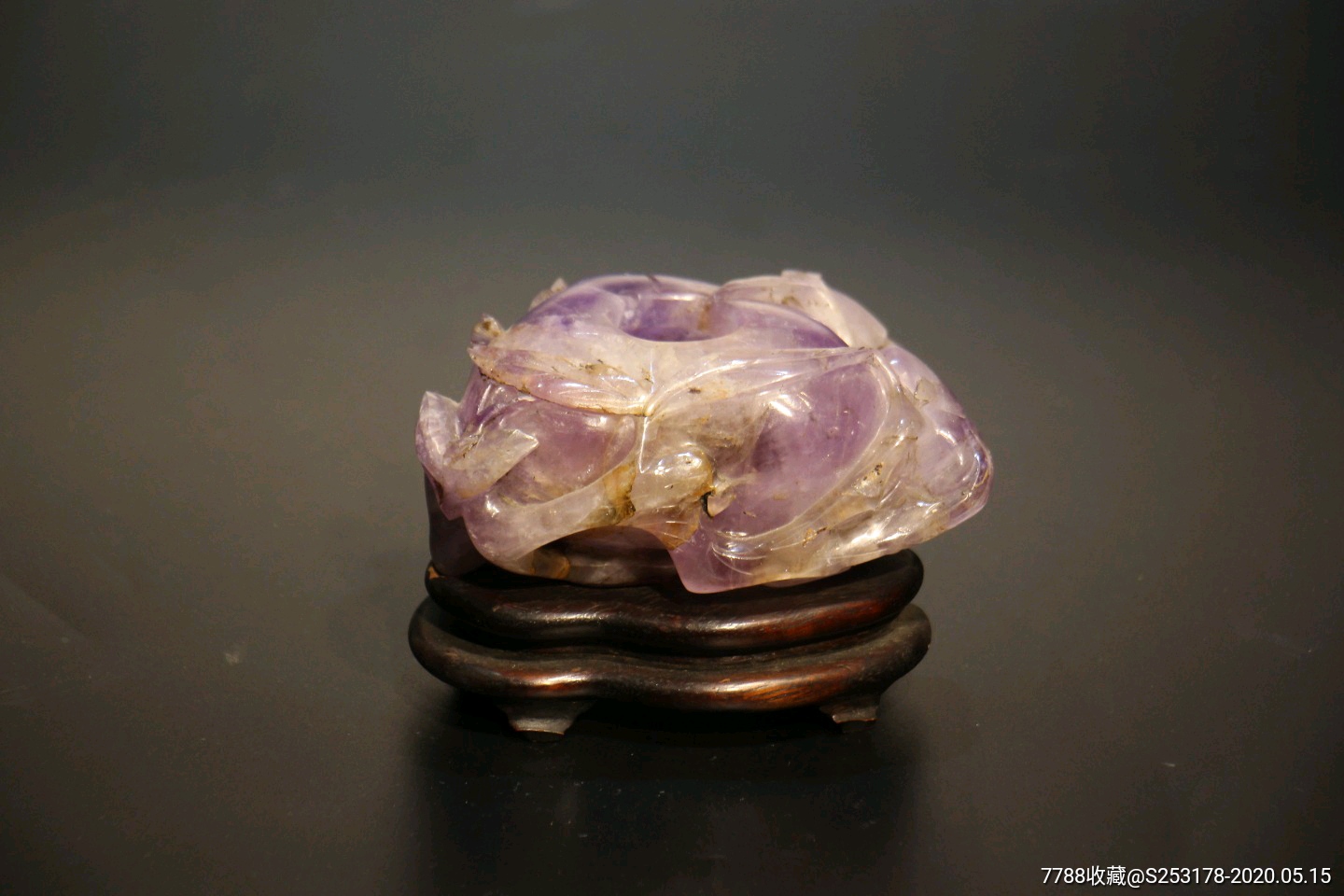 清紫水晶水盂文房摆件