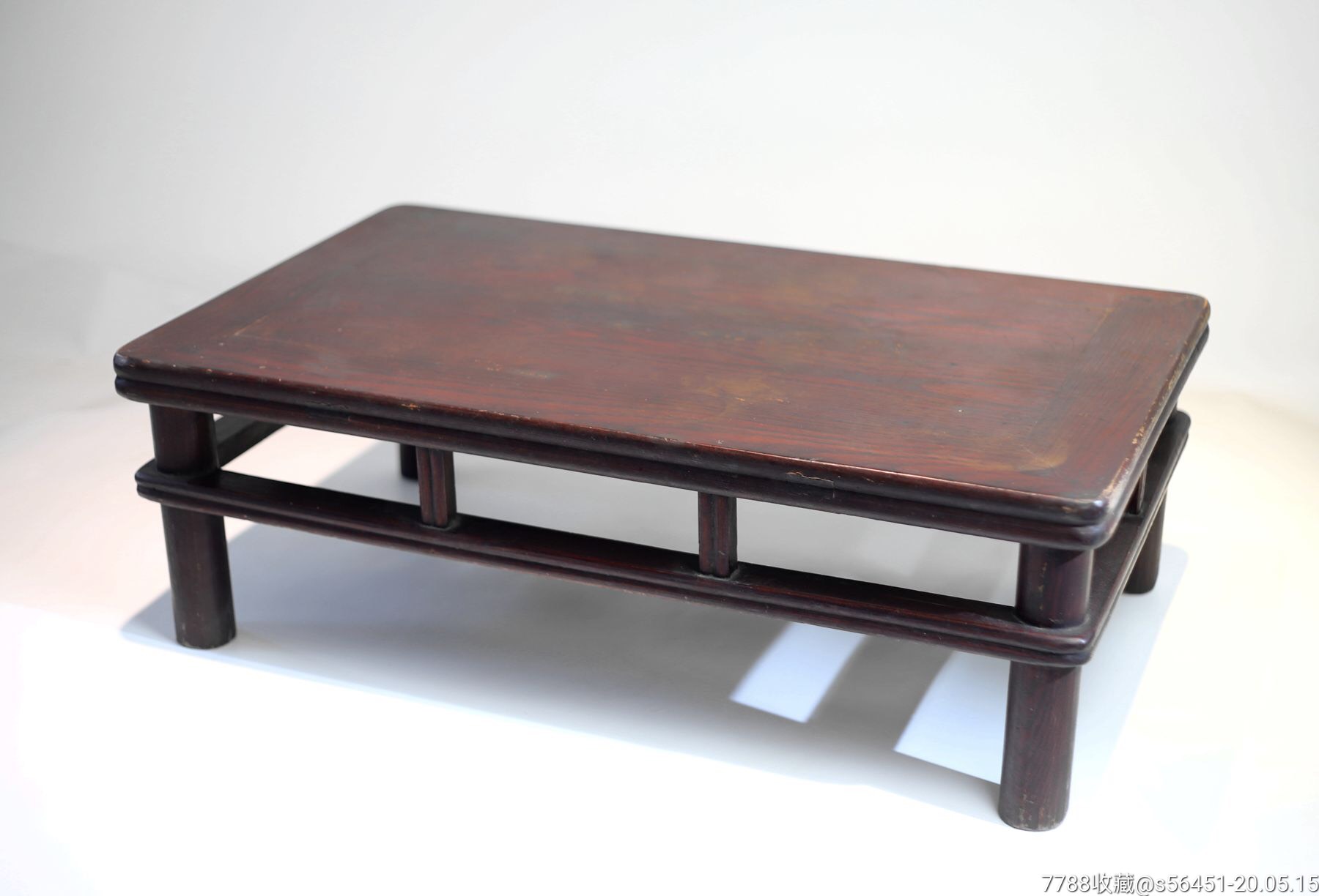 老榆木劈料圆包圆炕桌