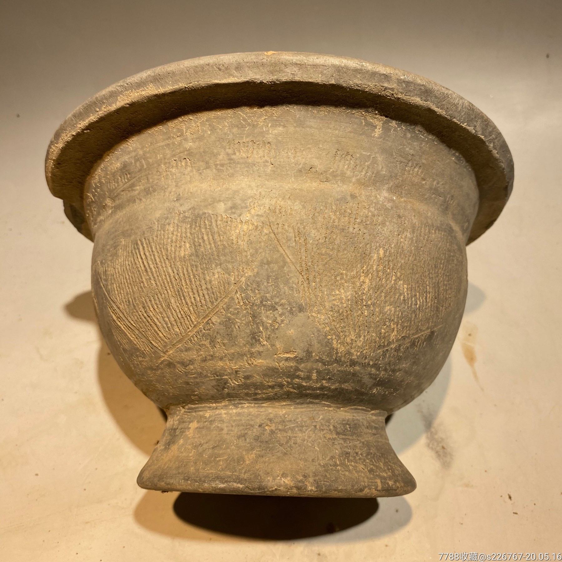 古玩陶器古陶西周陶盆