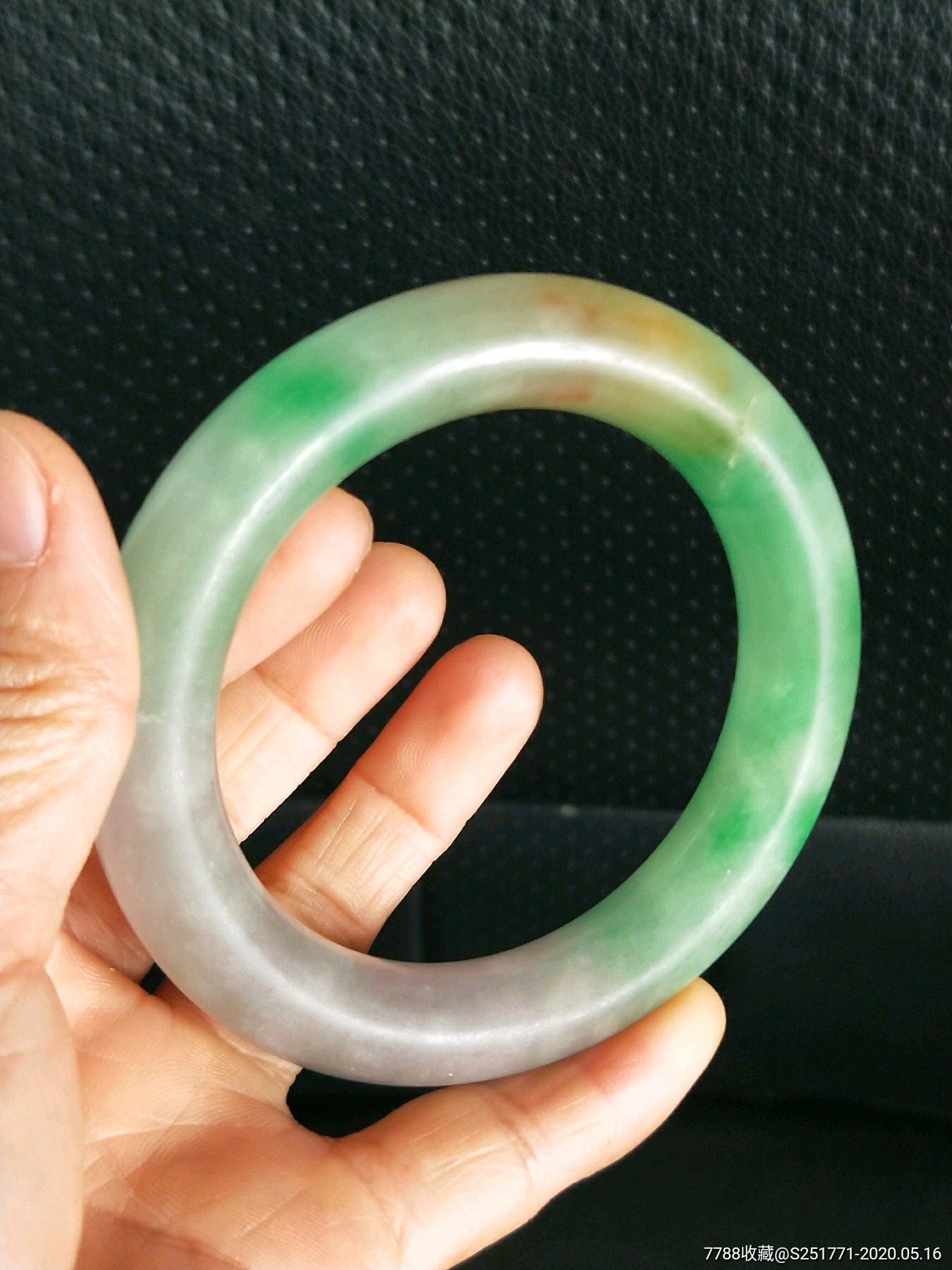 清代福禄寿三色翡翠镯子