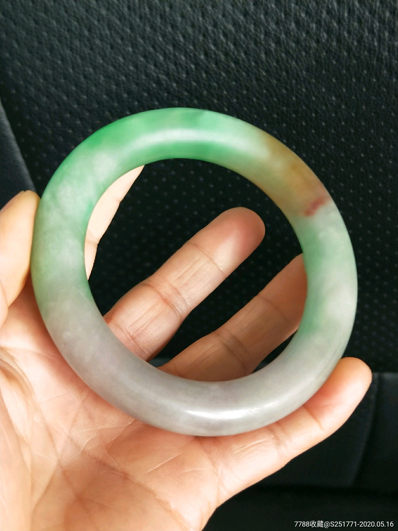 清代福禄寿三色翡翠镯子