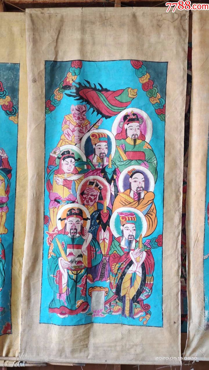 纯手工绘画大尺寸人物画老布画水陆画神仙出行图唐卡佛像画