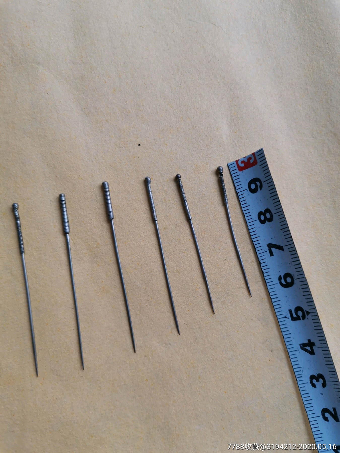 清代老中医银针一套10支长度不一如图