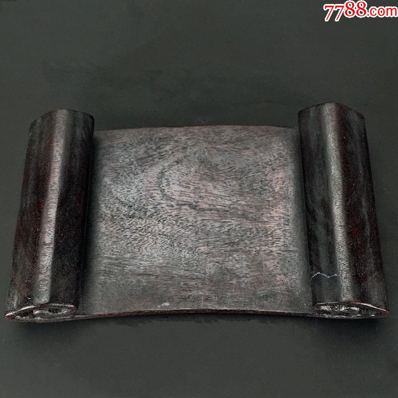 清小叶紫檀木书卷形卷云篆诗文墨床文房木雕摆件古玩木器收藏