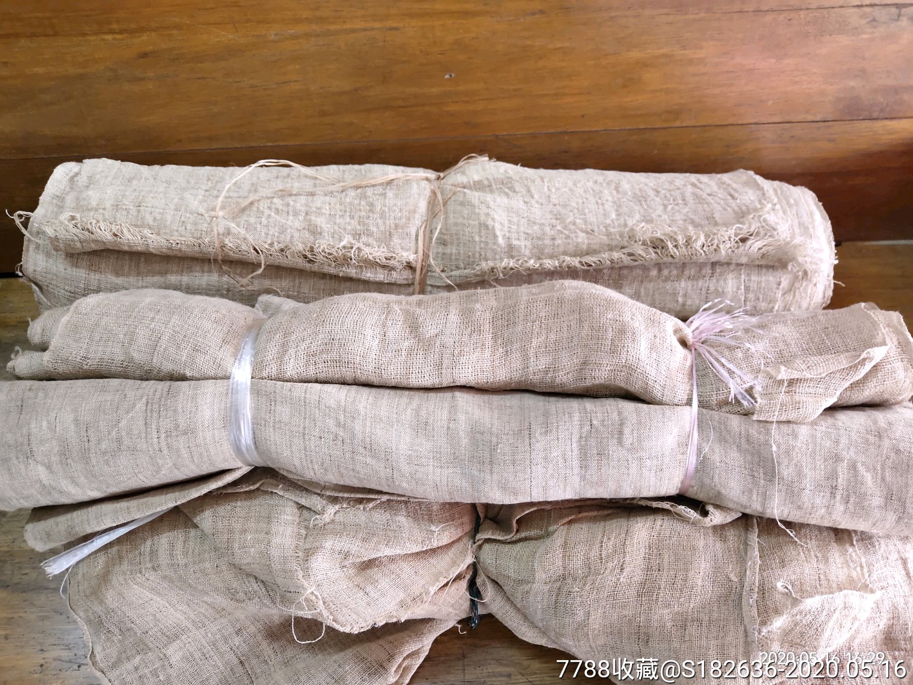 乡下手工纺织老麻布