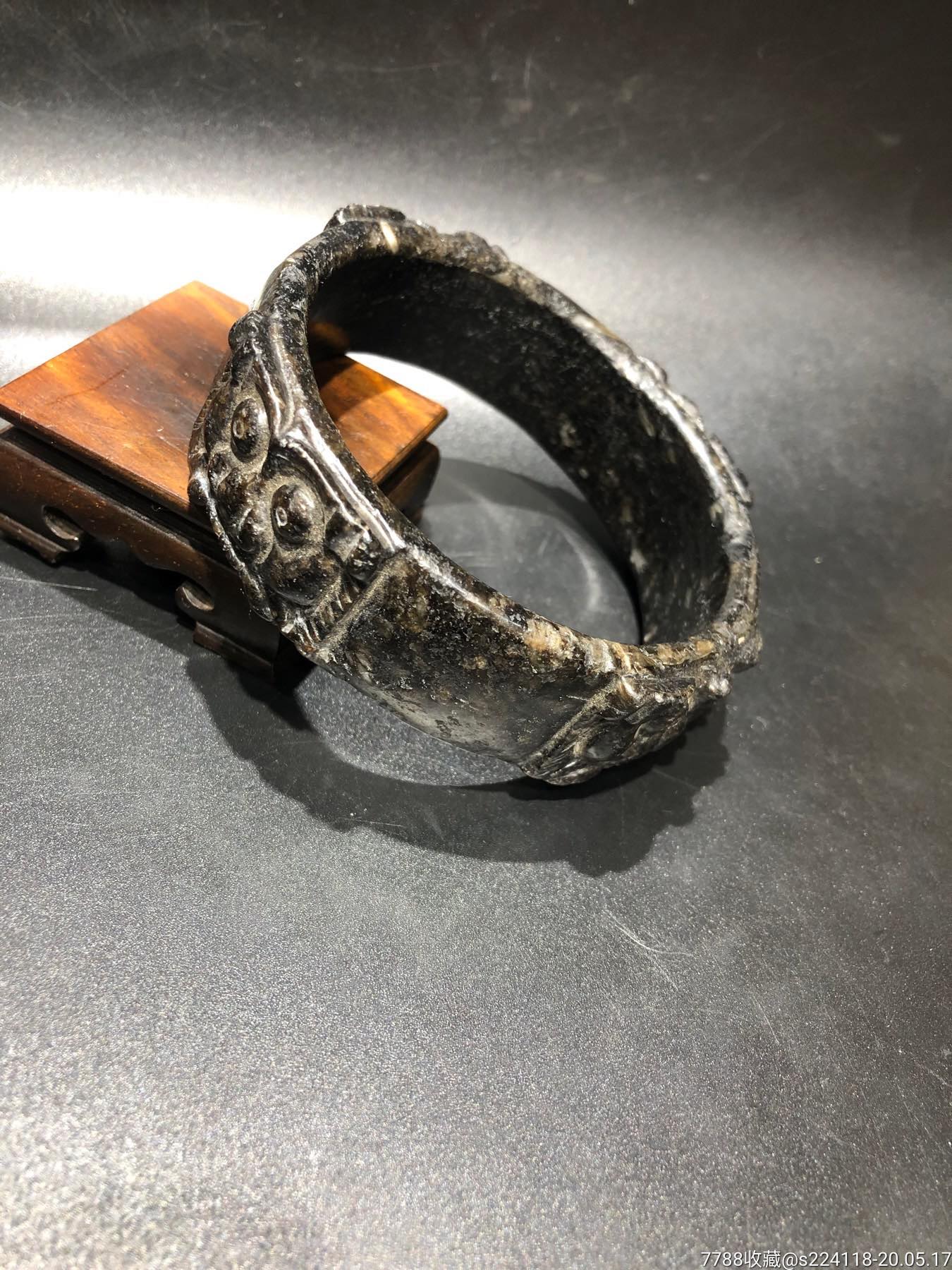 和田黑沁兽面手镯-和田玉-7788收藏