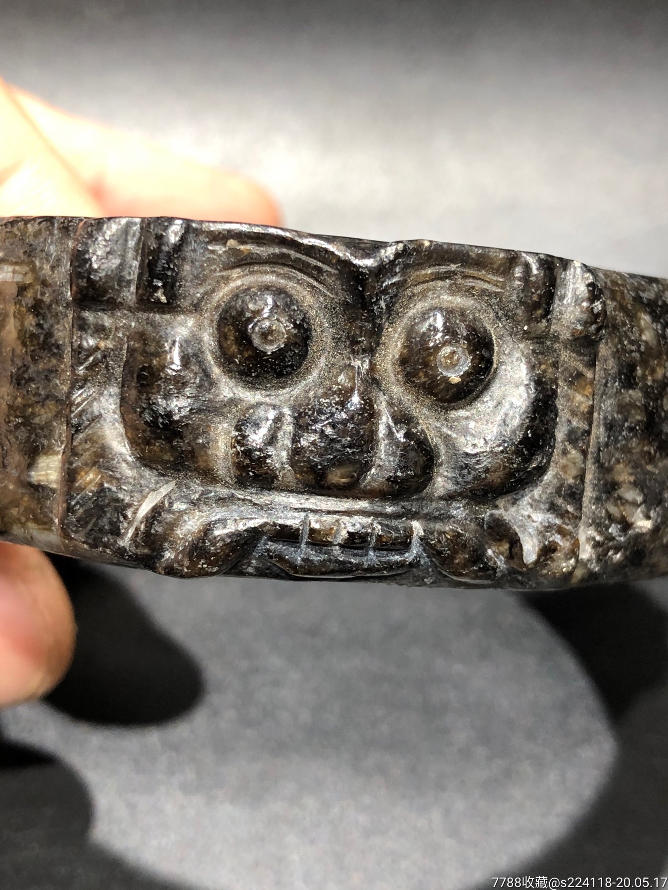 和田黑沁兽面手镯-和田玉-7788收藏