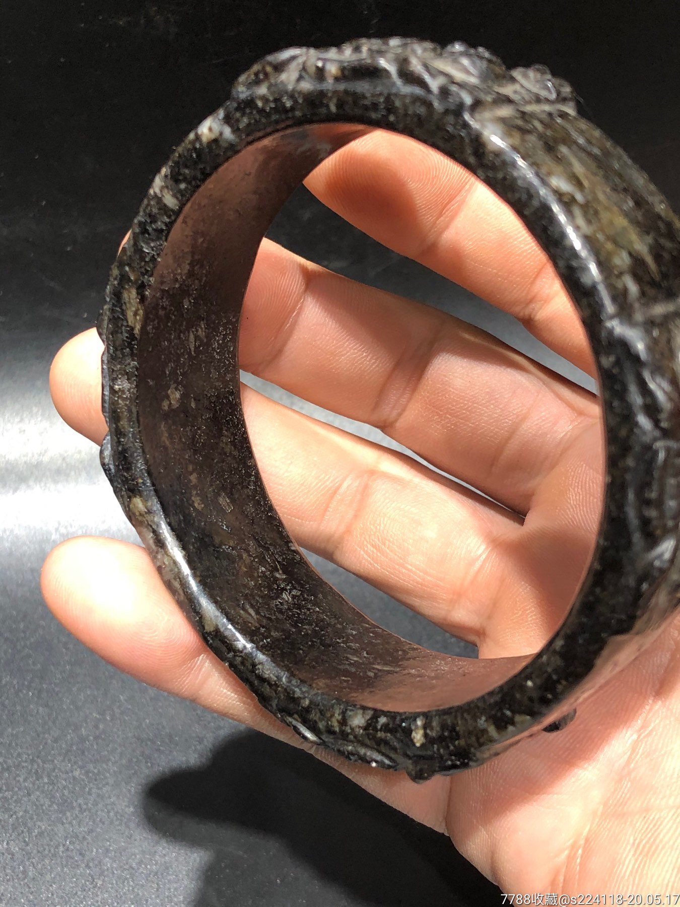 和田黑沁兽面手镯-和田玉-7788收藏