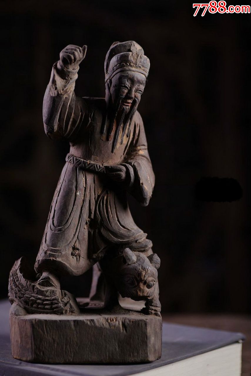 清代木雕佛像药王立像