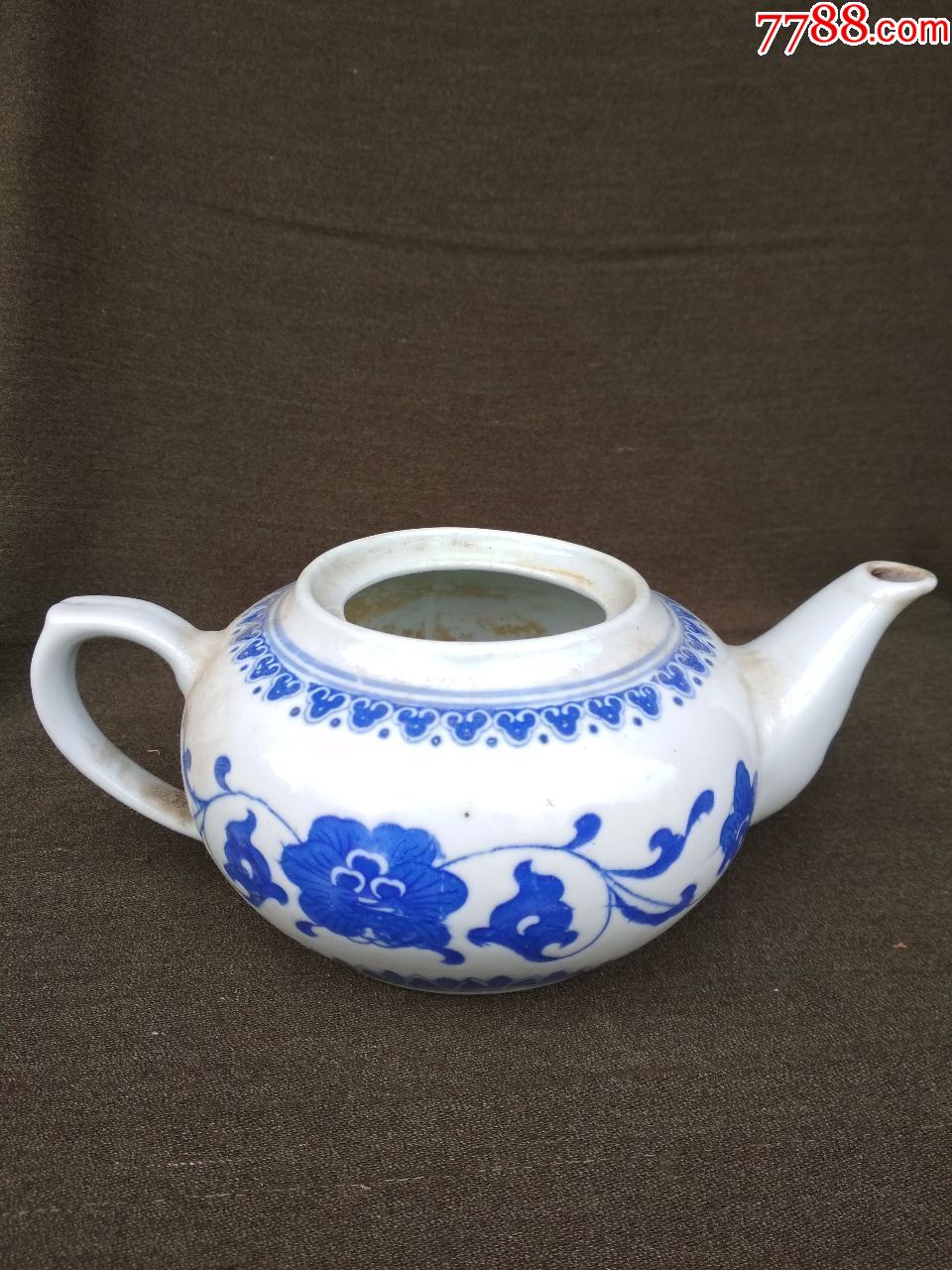 花卉青花老壶一把