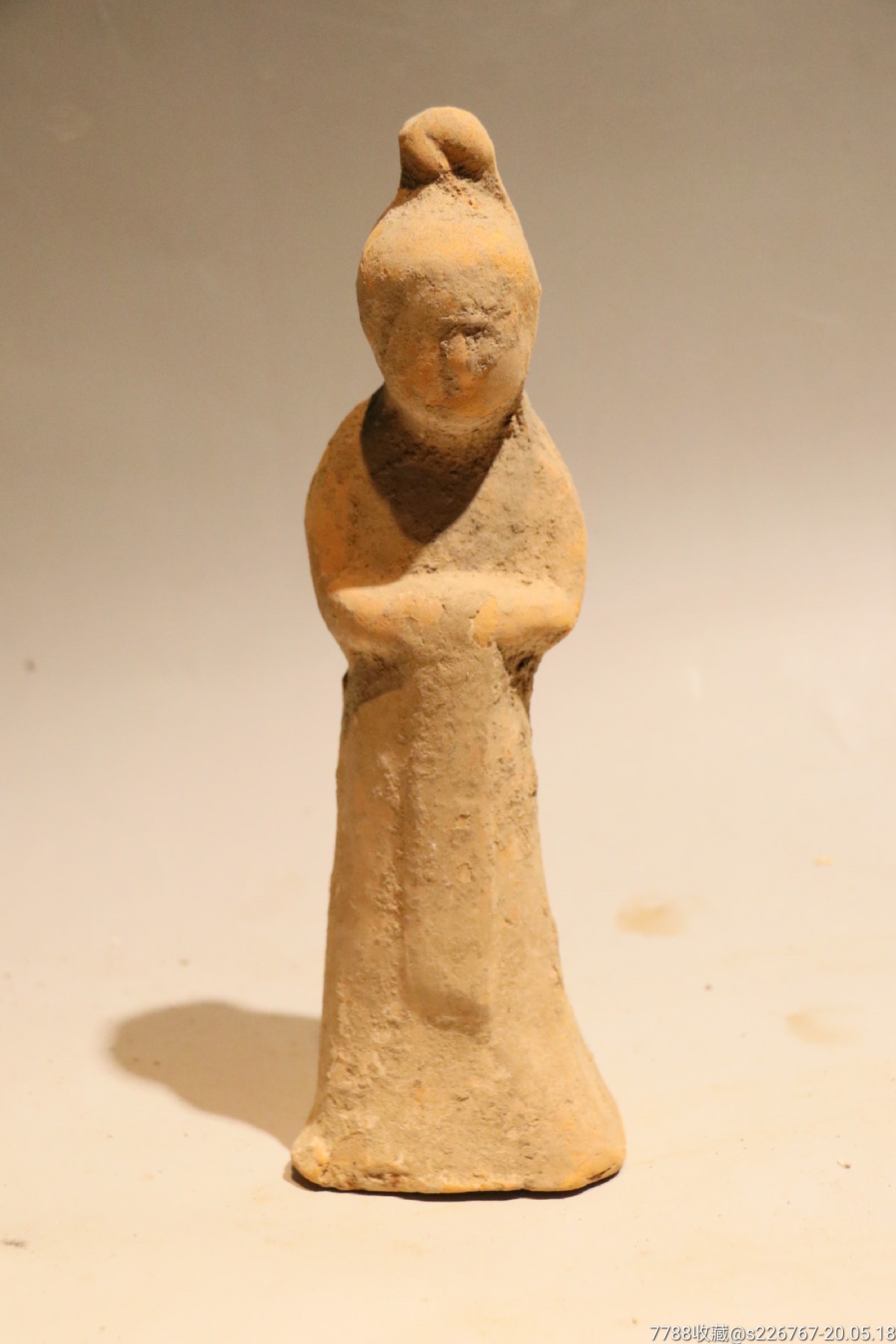 古玩陶器高古陶唐代红陶侍女佣