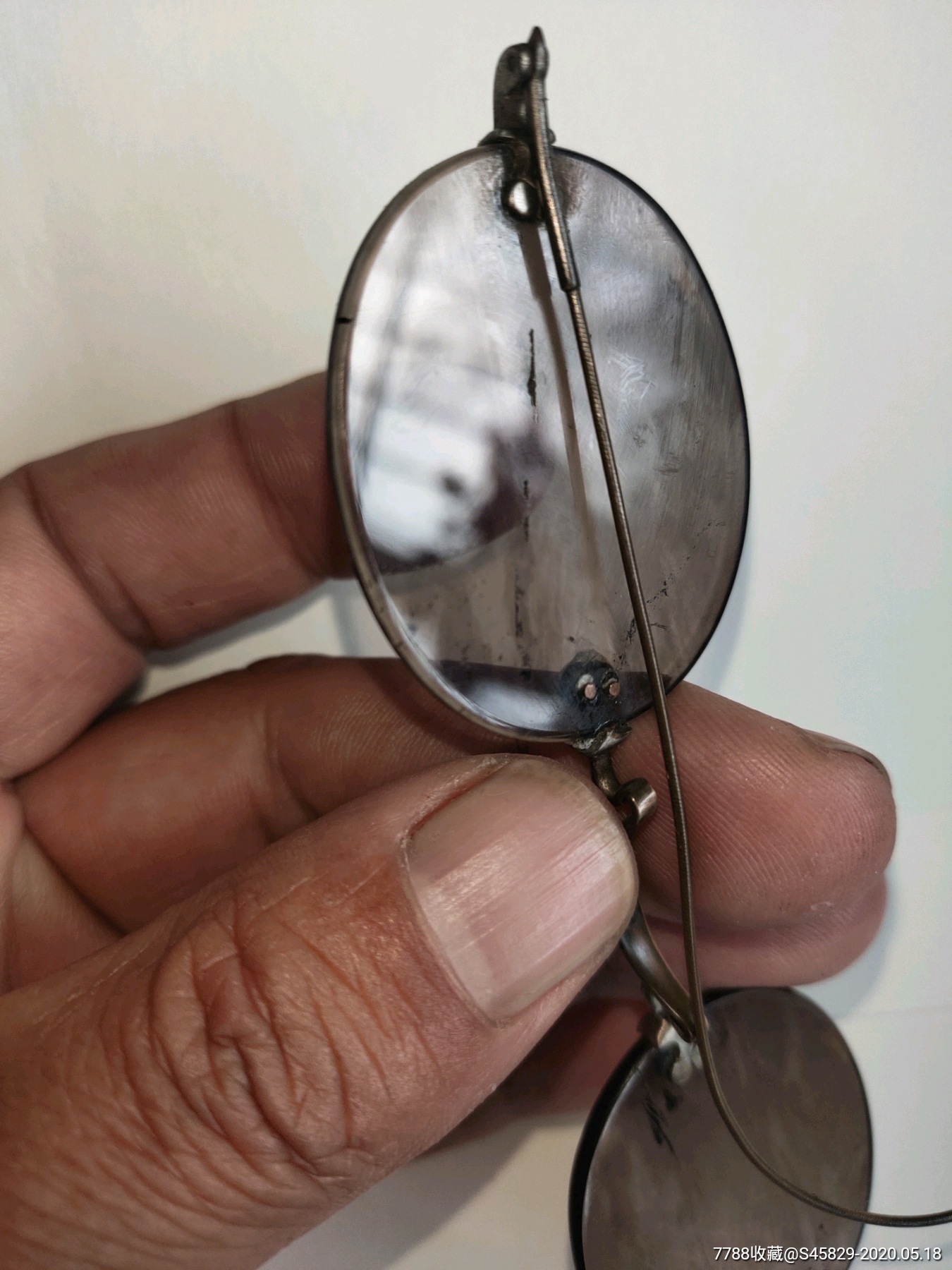 清末民国带堂号款茶色水晶老眼镜