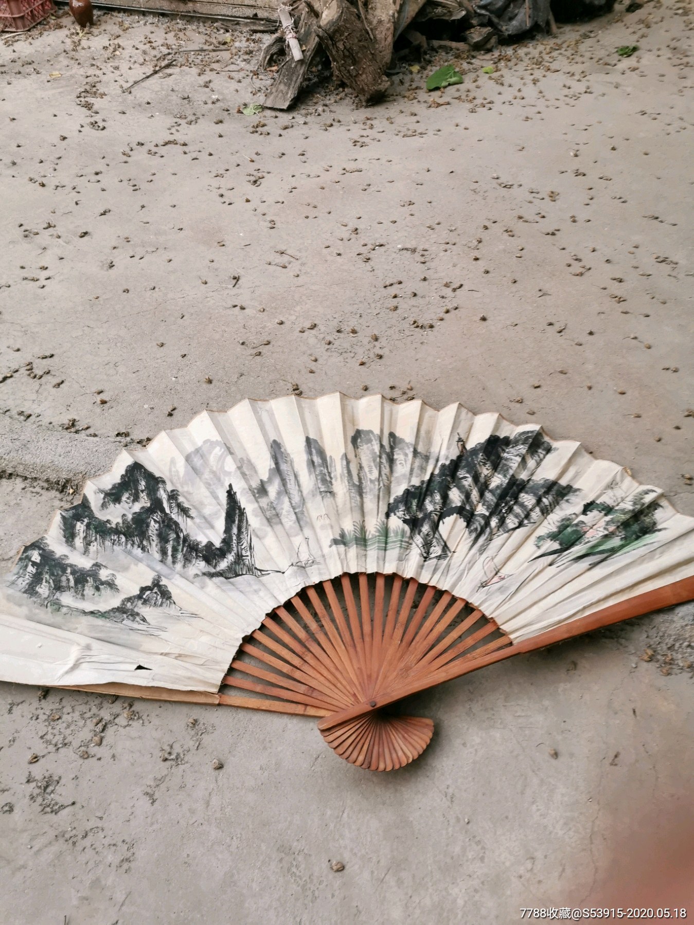 大扇子！扇子面是布画！背面是纸的-价格:58元-se73101156-其它名人手迹-零售-7788收藏__收藏热线