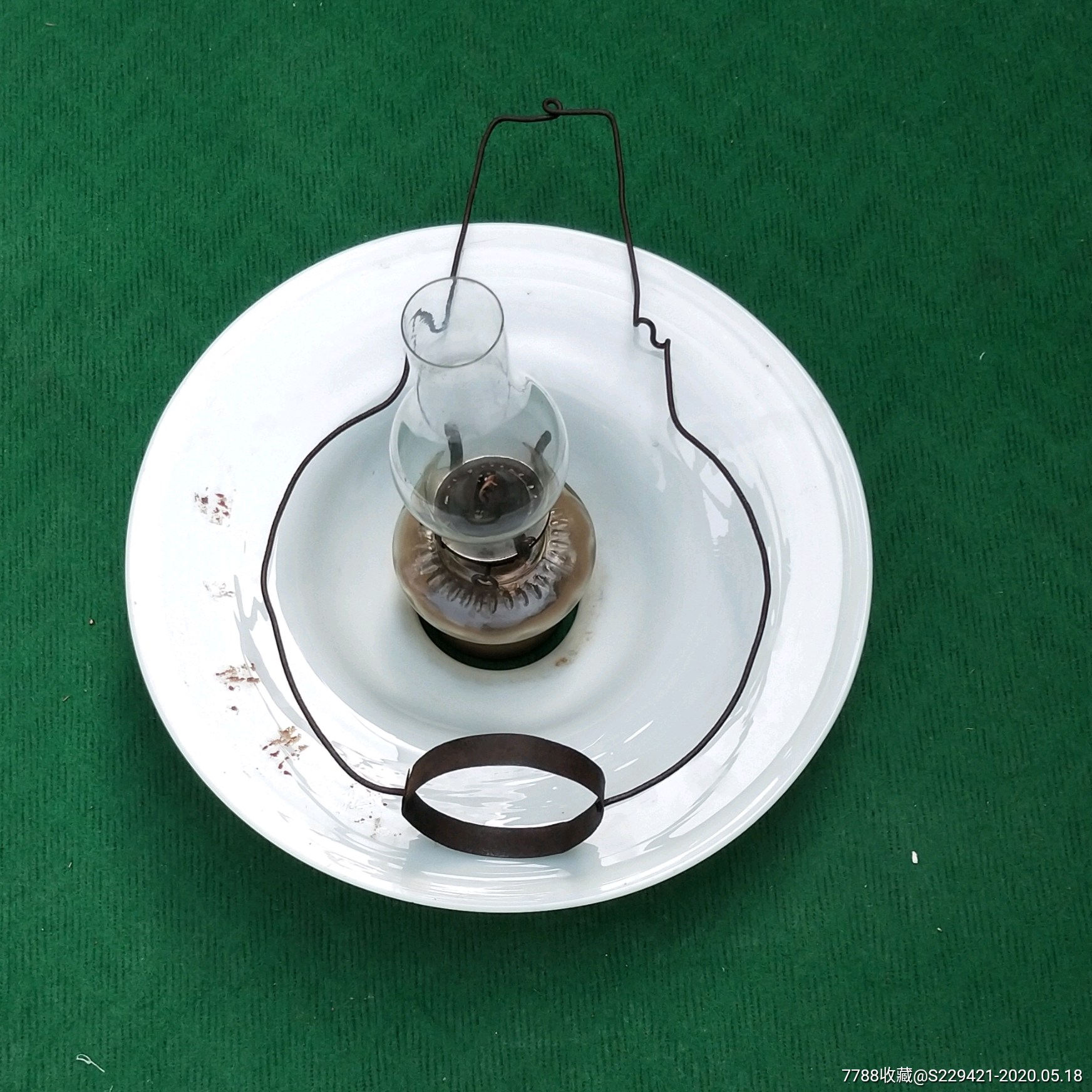 建国初制造照明草帽灯吊灯琉璃煤油灯套装包邮