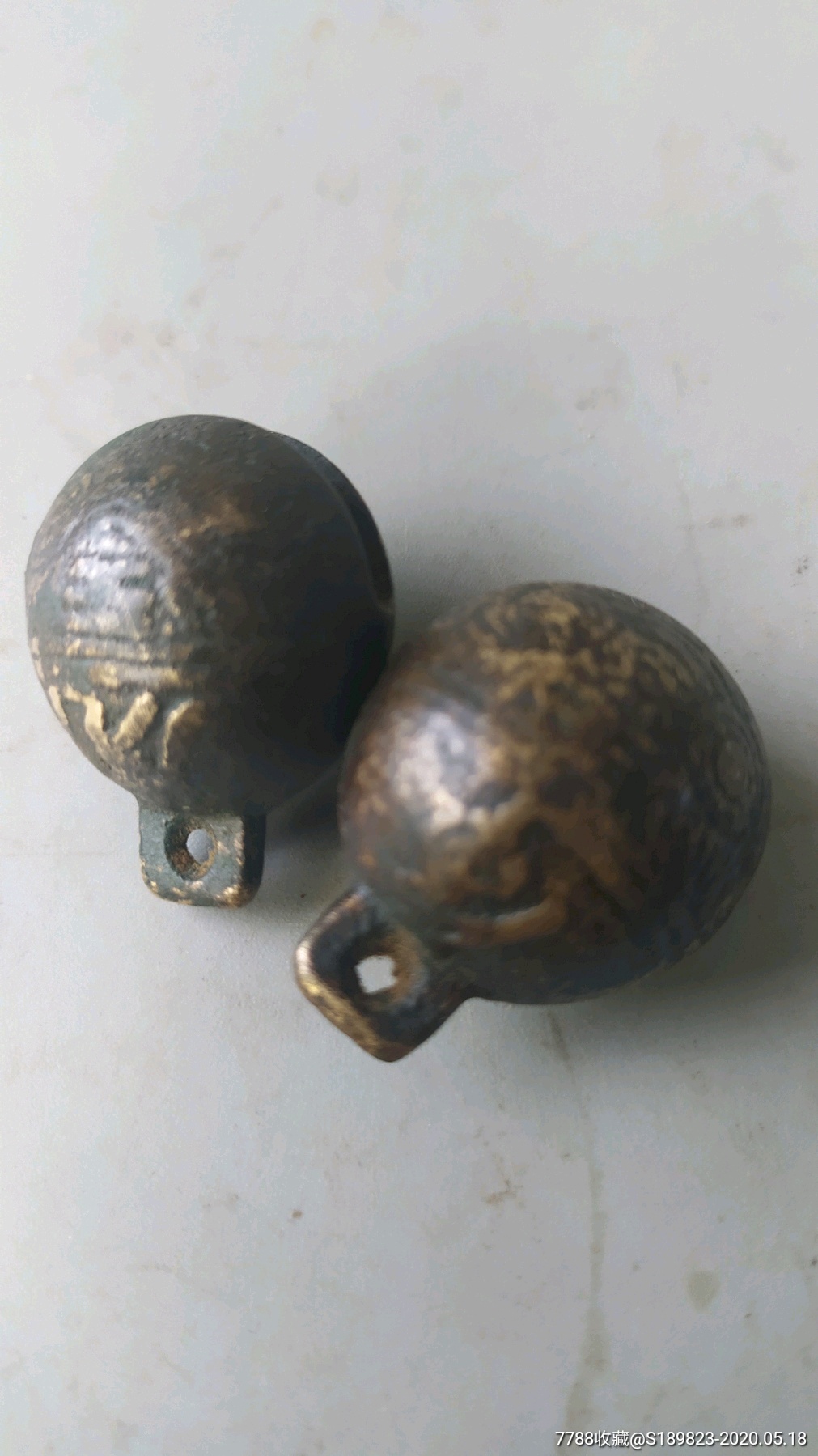 清代铜铃铛一对