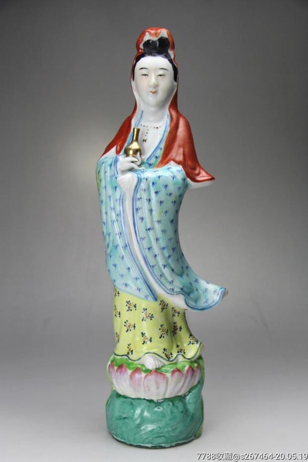 民国徐林记造粉彩瓷塑观音