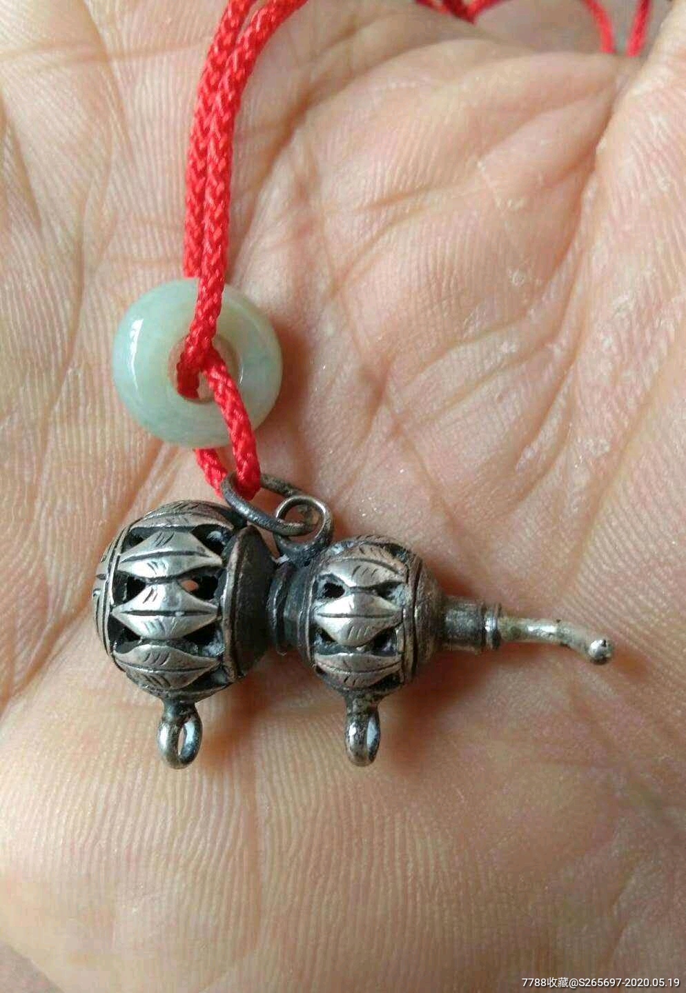 清叶纹镂空寿字纯银小葫芦平安挂件