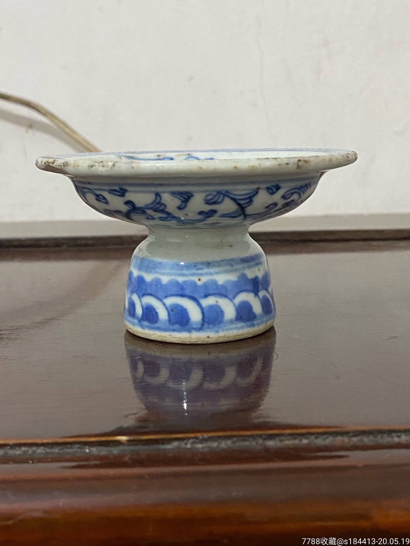 清代青花高足供盘