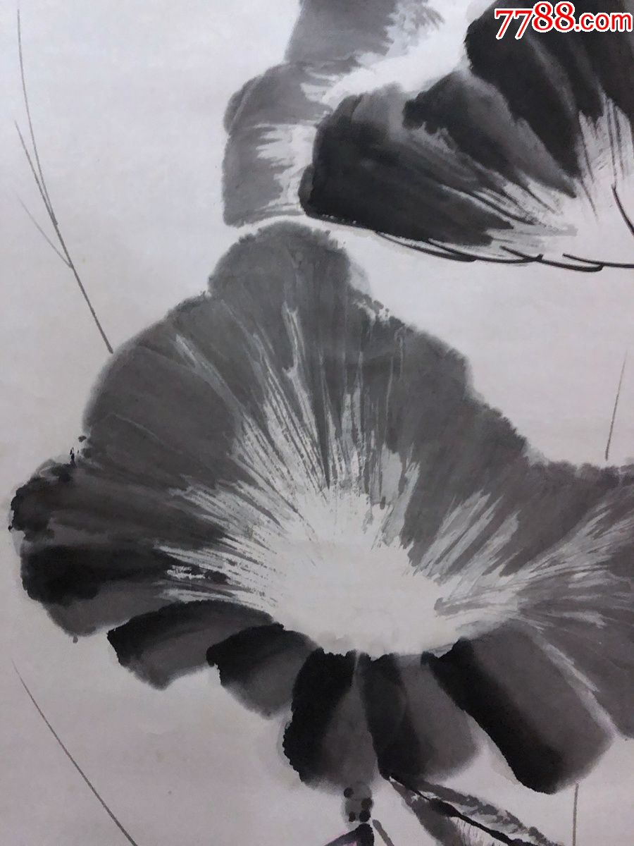 书画原作5560,【邓德芳】花鸟画,荷花,三尺全开,卷