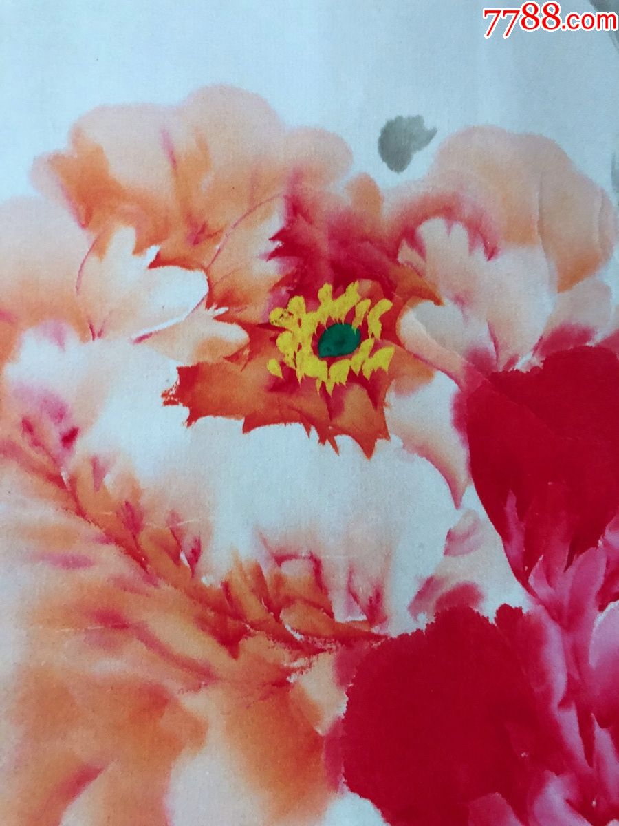 书画原作5567,【陈桂芳】花鸟画,牡丹【花开富贵】,四尺全开,卷轴