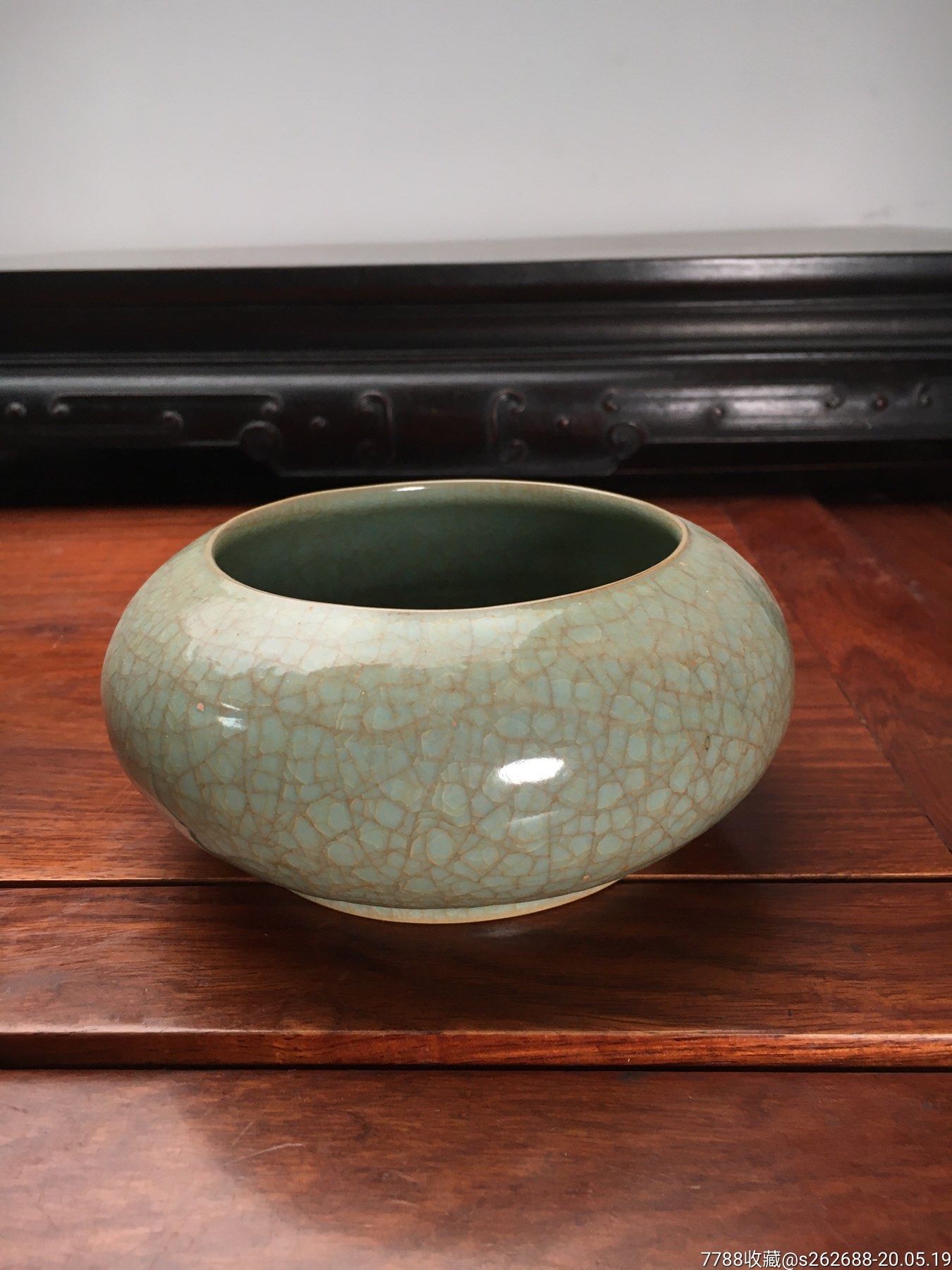 老汝窑青釉水洗水丞文房瓷器