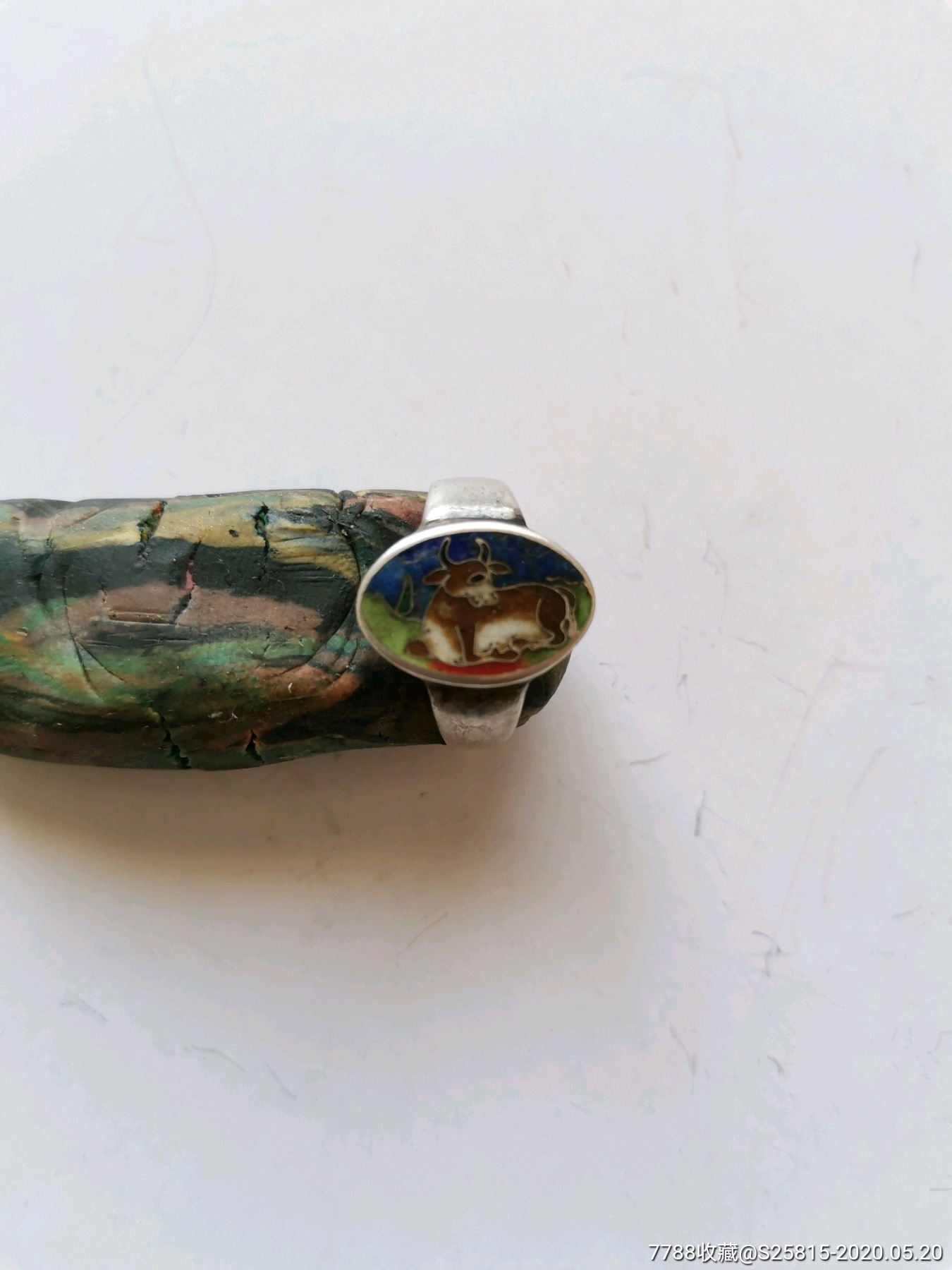 民国烤蓝牛戒指