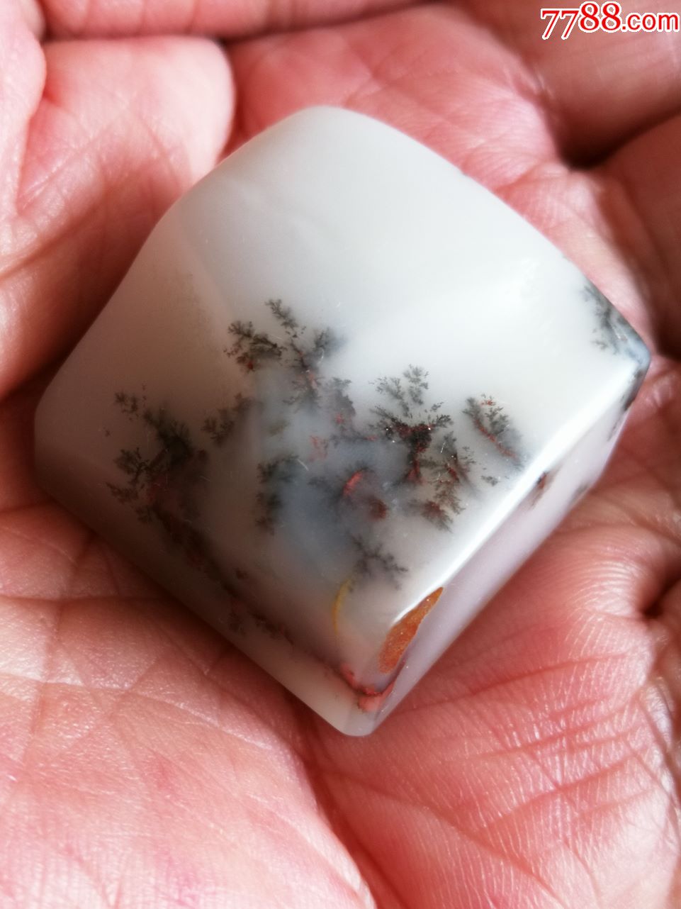 巴林鸡血石羊脂冻水草随形方印章料27g(这个色味太好了,稀缺品种!