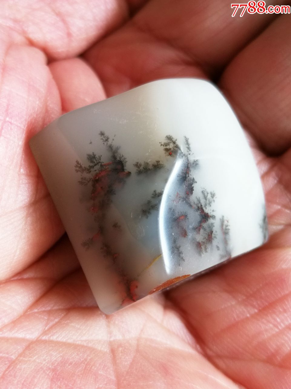 巴林鸡血石羊脂冻水草随形方印章料27g(这个色味太好了,稀缺品种!