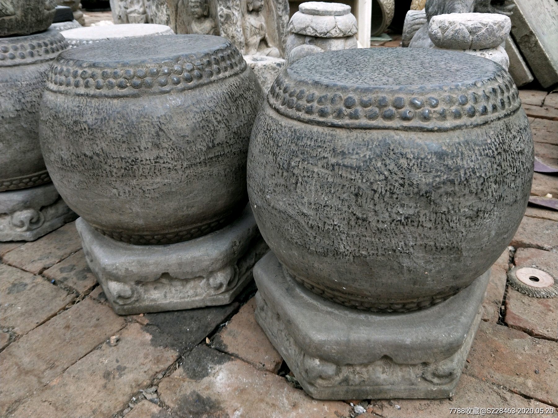 青石做旧石墩柱顶石底座分体