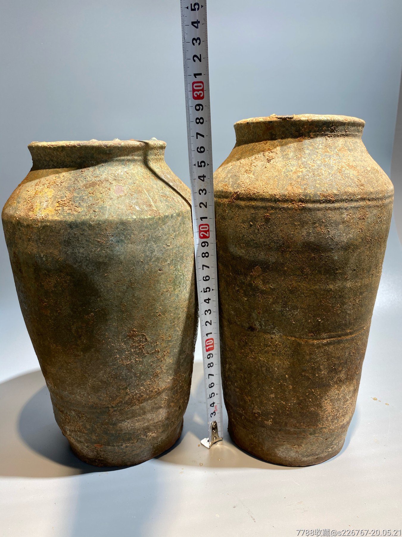 汉代红胎绿釉陶罐两个胎体厚重全品包老_绿陶_第4张_7788陶器收藏