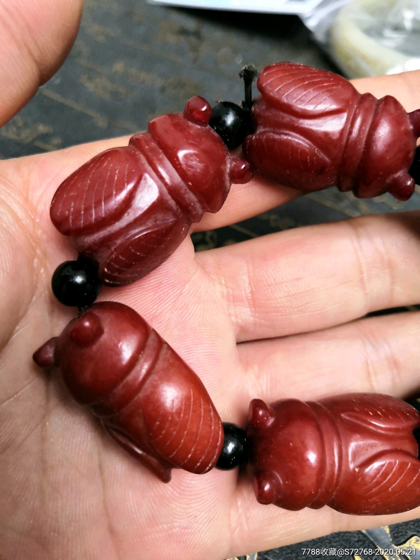 高古时期红玉玉蝉手链吉祥如意