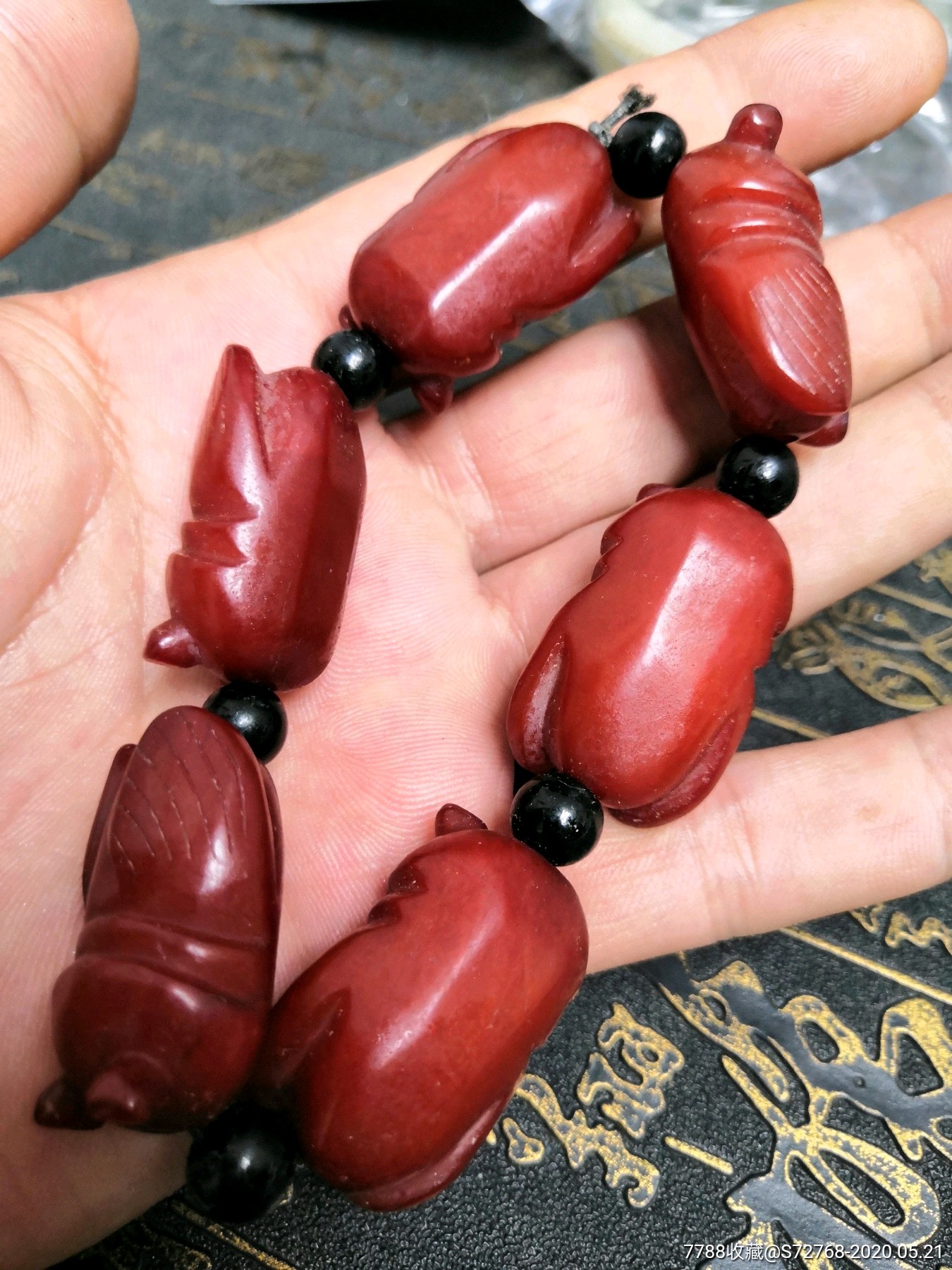 高古时期红玉玉蝉手链吉祥如意
