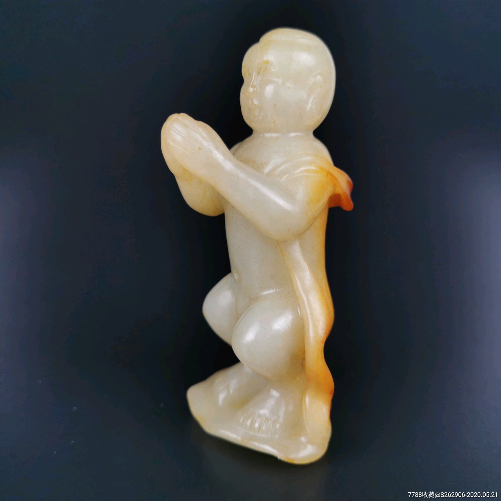玉雕童子手把件老玉器和田玉老山玉白玉