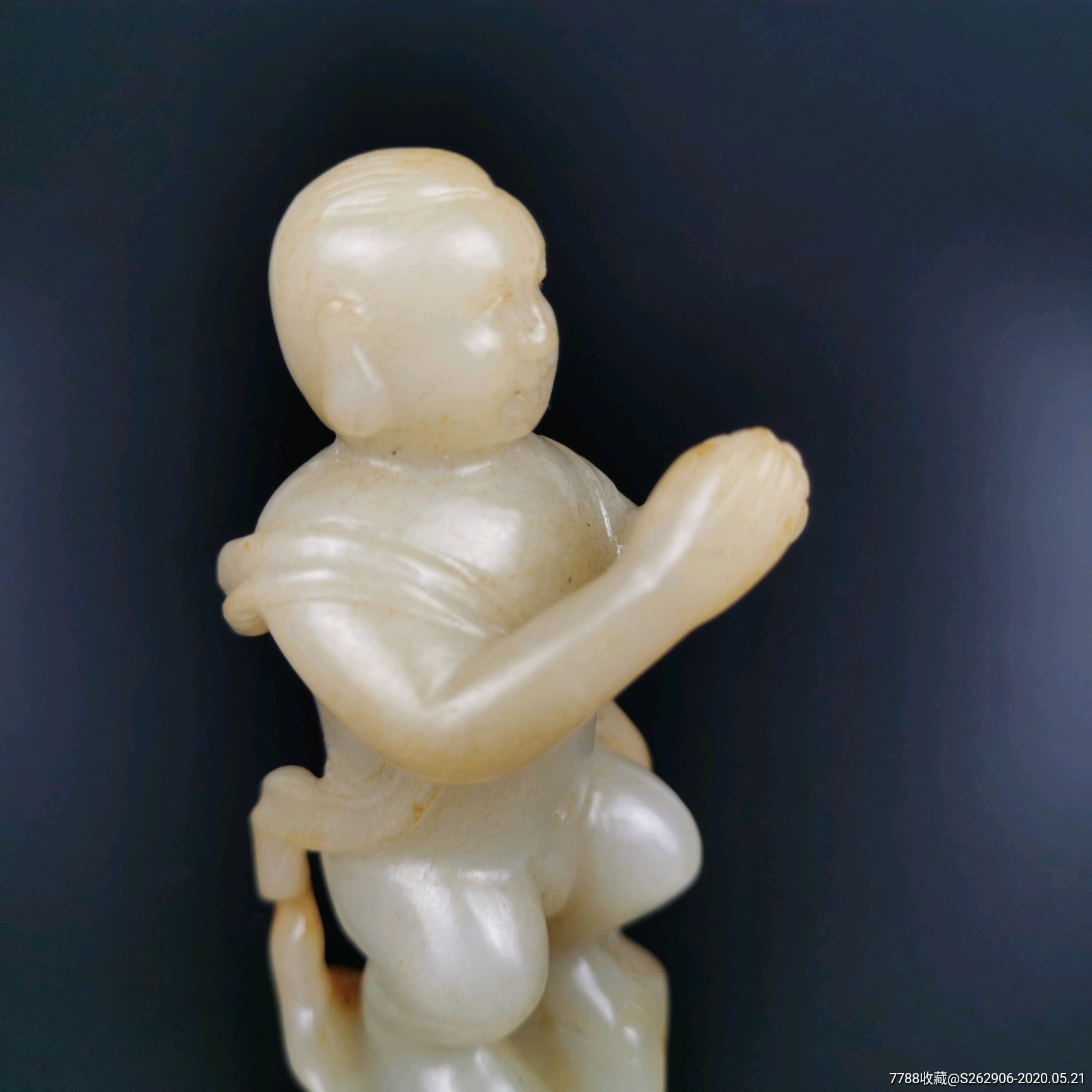 玉雕童子手把件老玉器和田玉老山玉白玉