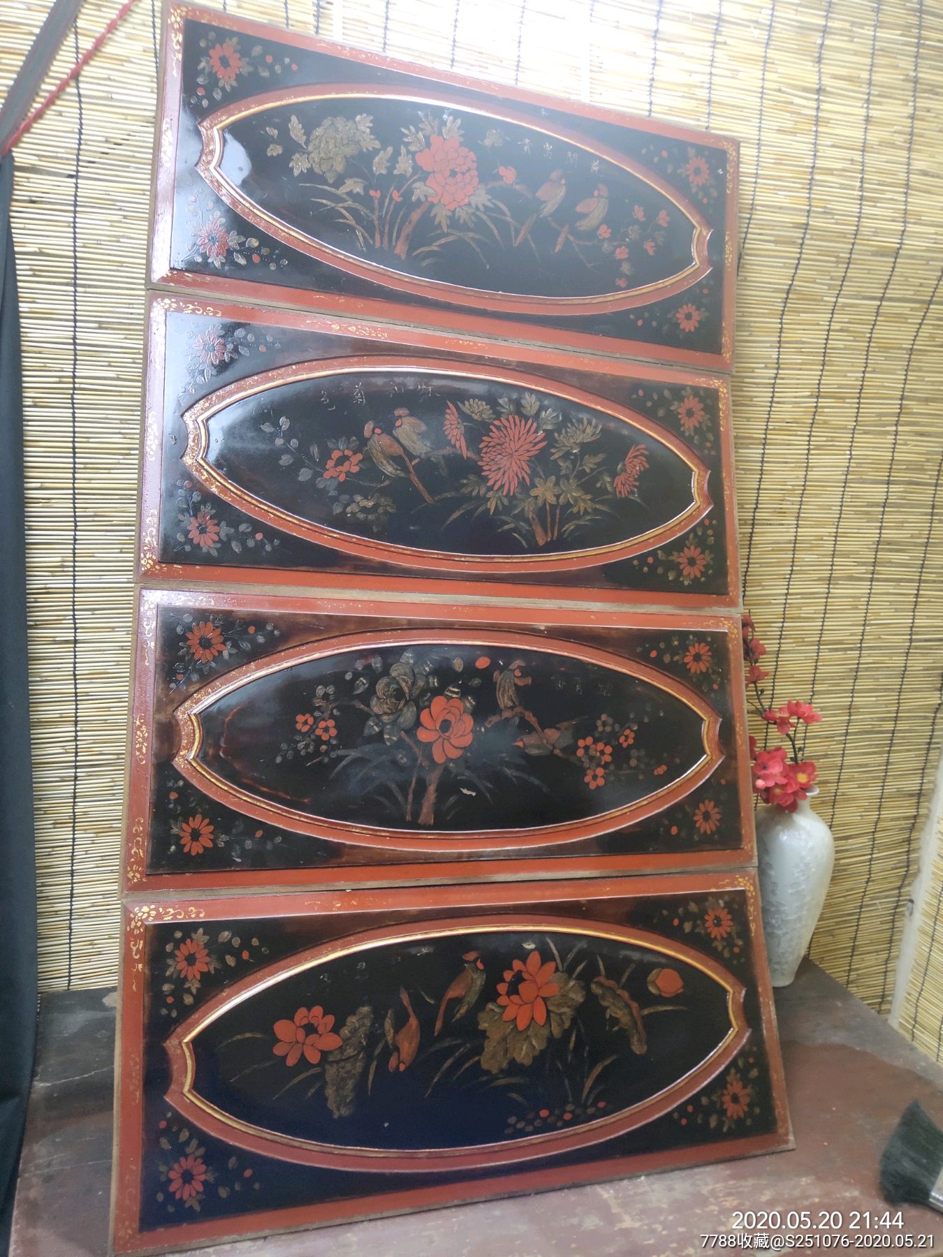 描金漆画老木雕花板永春工雕花板老木器潮汕金漆木雕