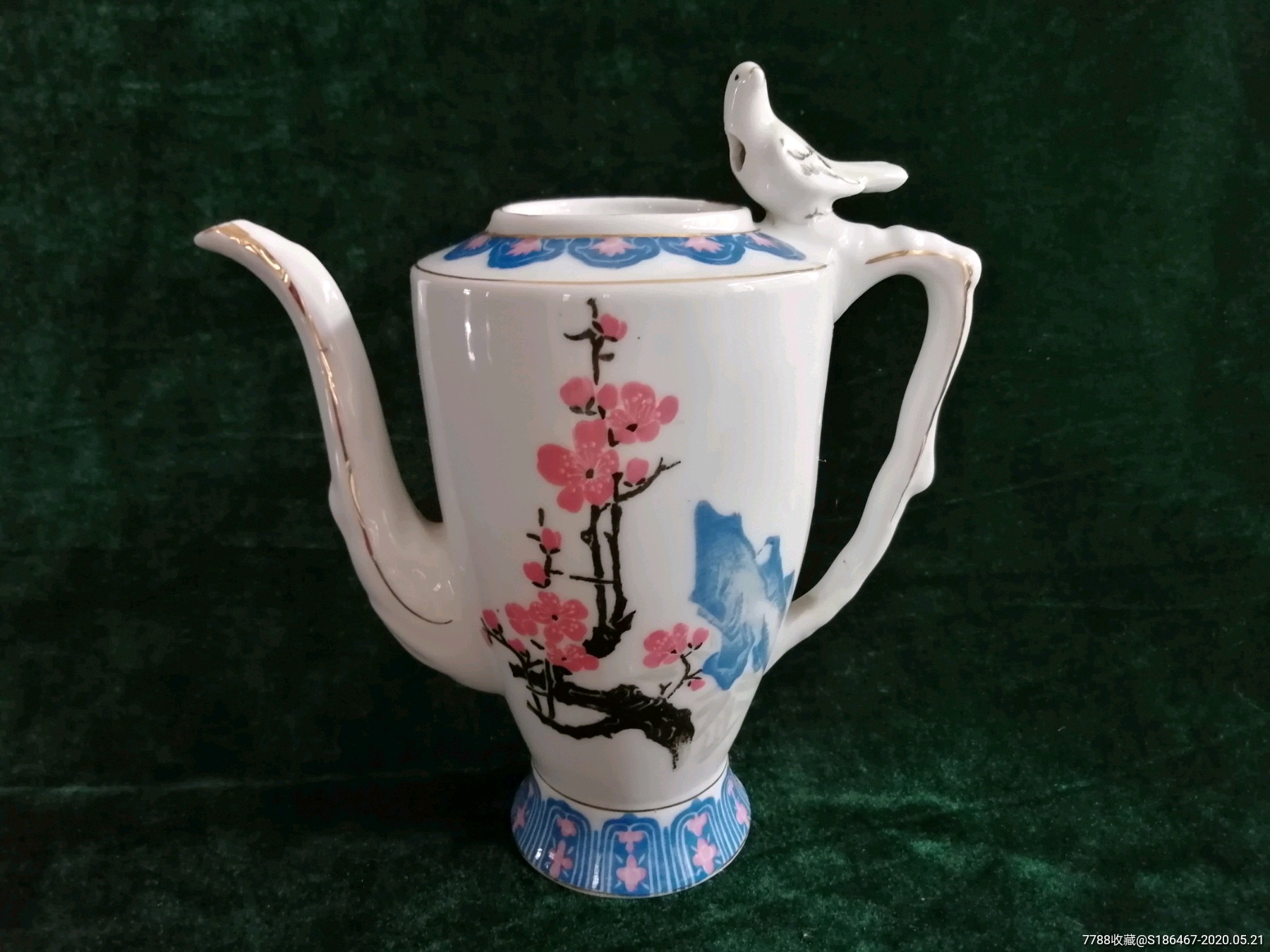 精美70年代醴陵釉下彩鸣叫壶_彩绘瓷/彩瓷_红色收藏老货店【7788瓷器