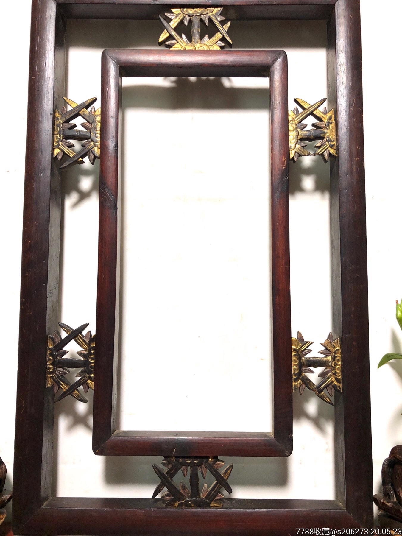 【民国】特色老木雕老挂屏花窗装裱框