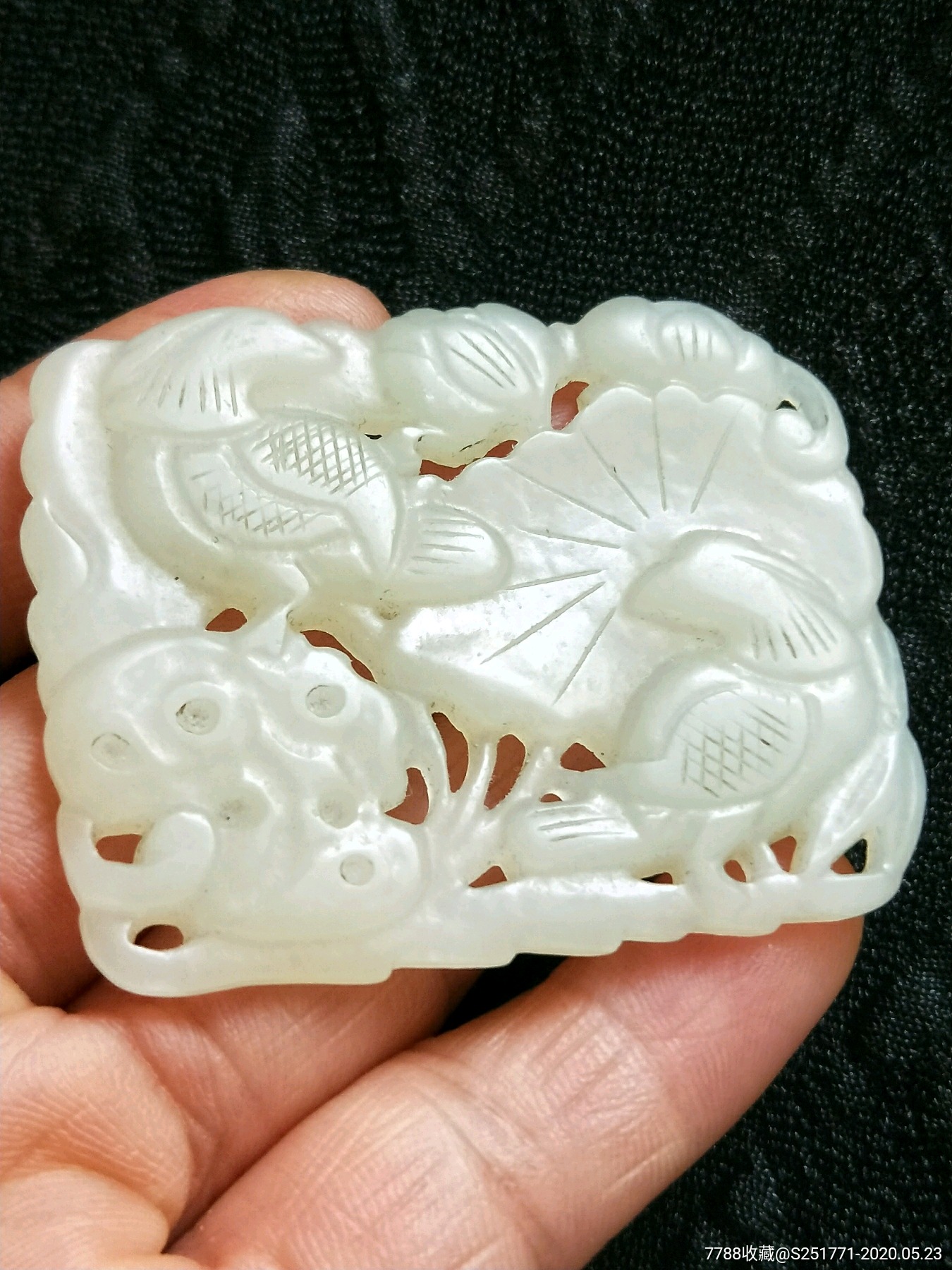 清代和田玉一路连升大方牌