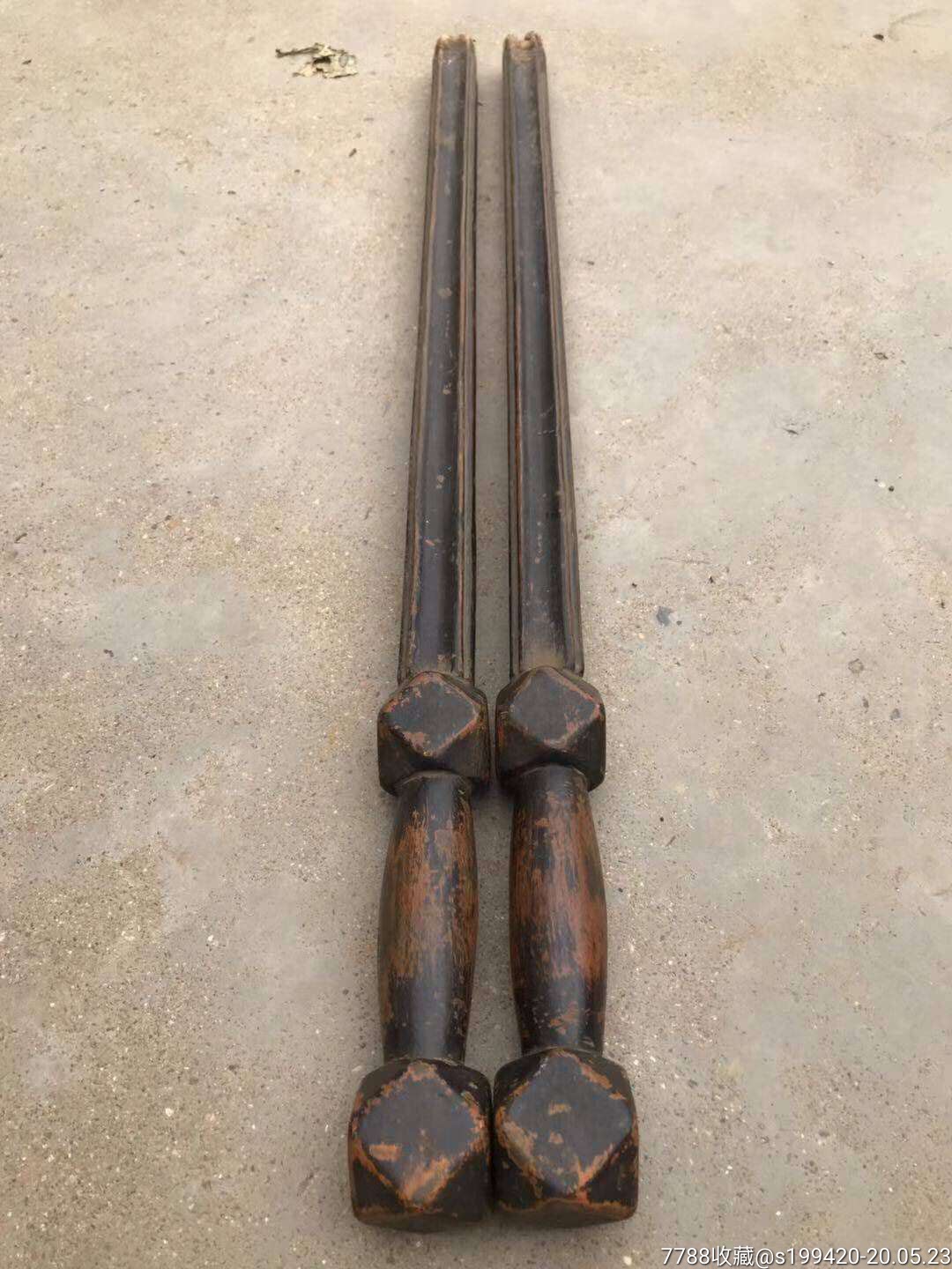 清代楠木老双锏!做工精细包浆厚重全品包老.