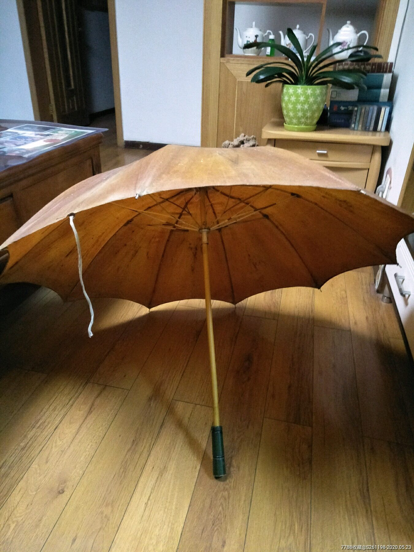 老式黄油布雨伞图片
