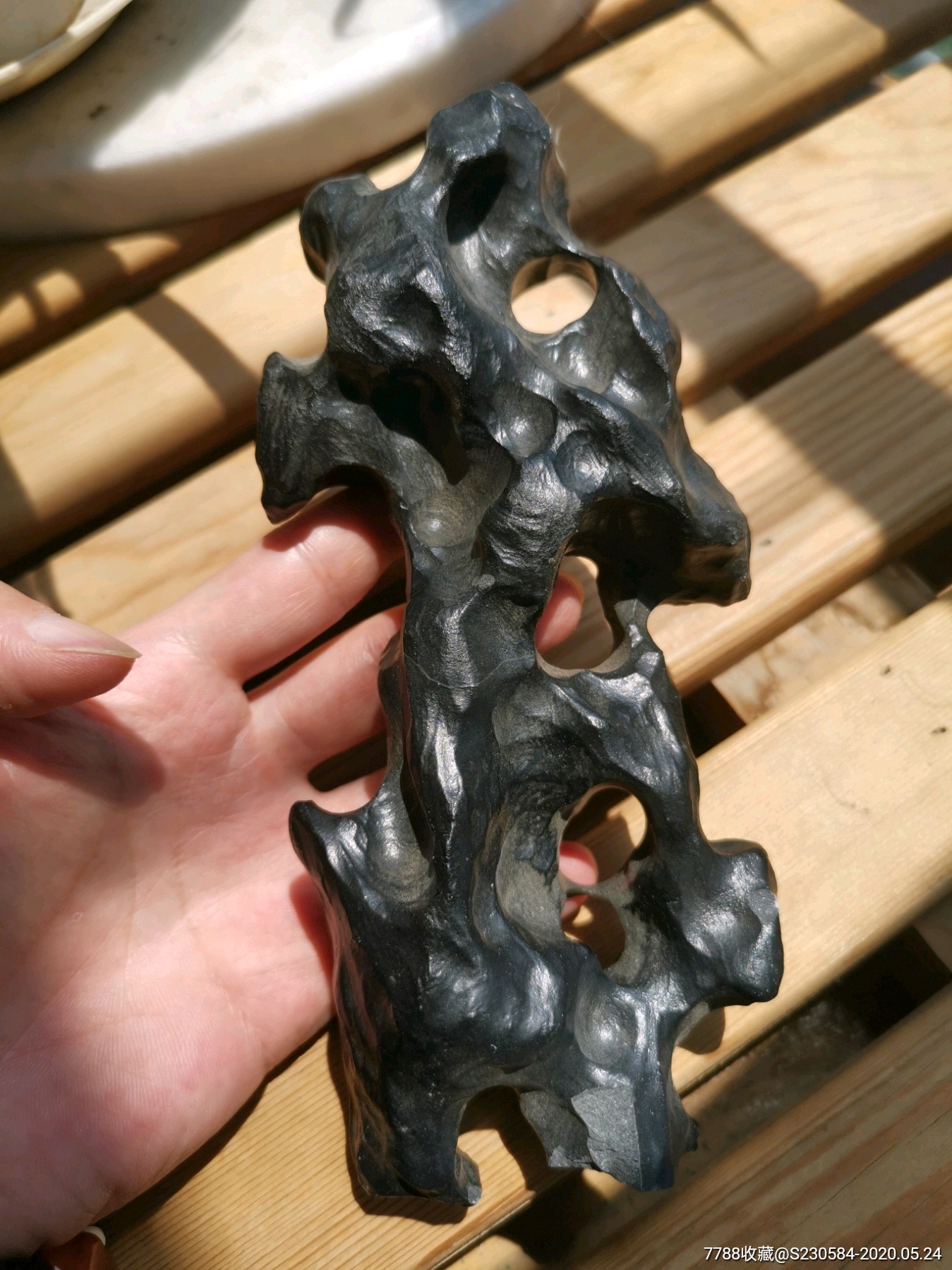 文房清供灵璧黒磬石现代人工雕琢品