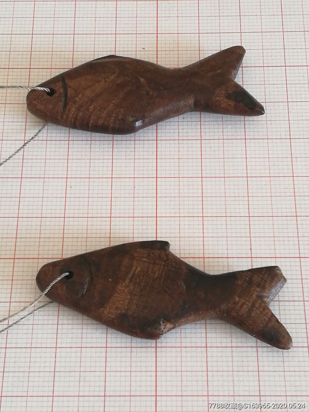 文革手工老木雕鱼挂坠两个