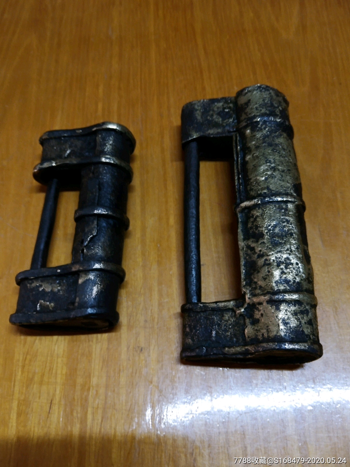 民国镀铜铁锁2把(漂亮少见)