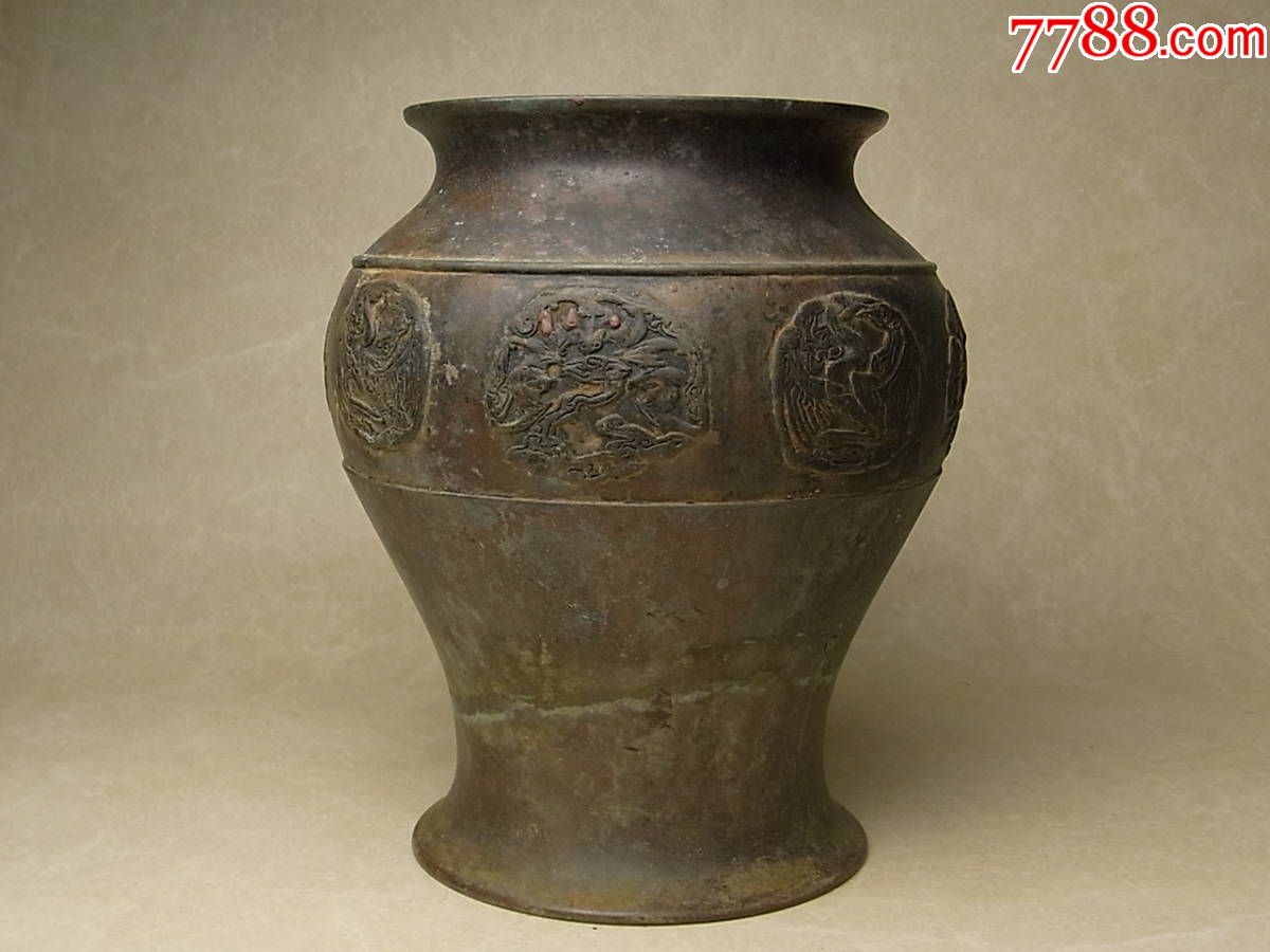 清代-凤纹铜罐(已鉴定)