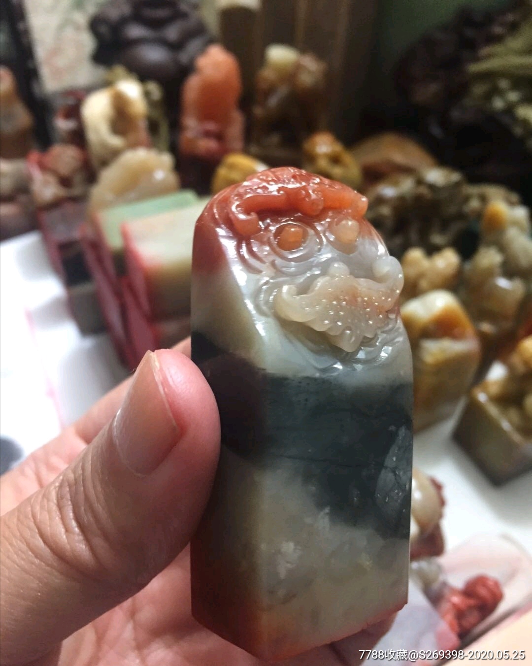 牛角冻精品闲章-寿山石印-7788收藏