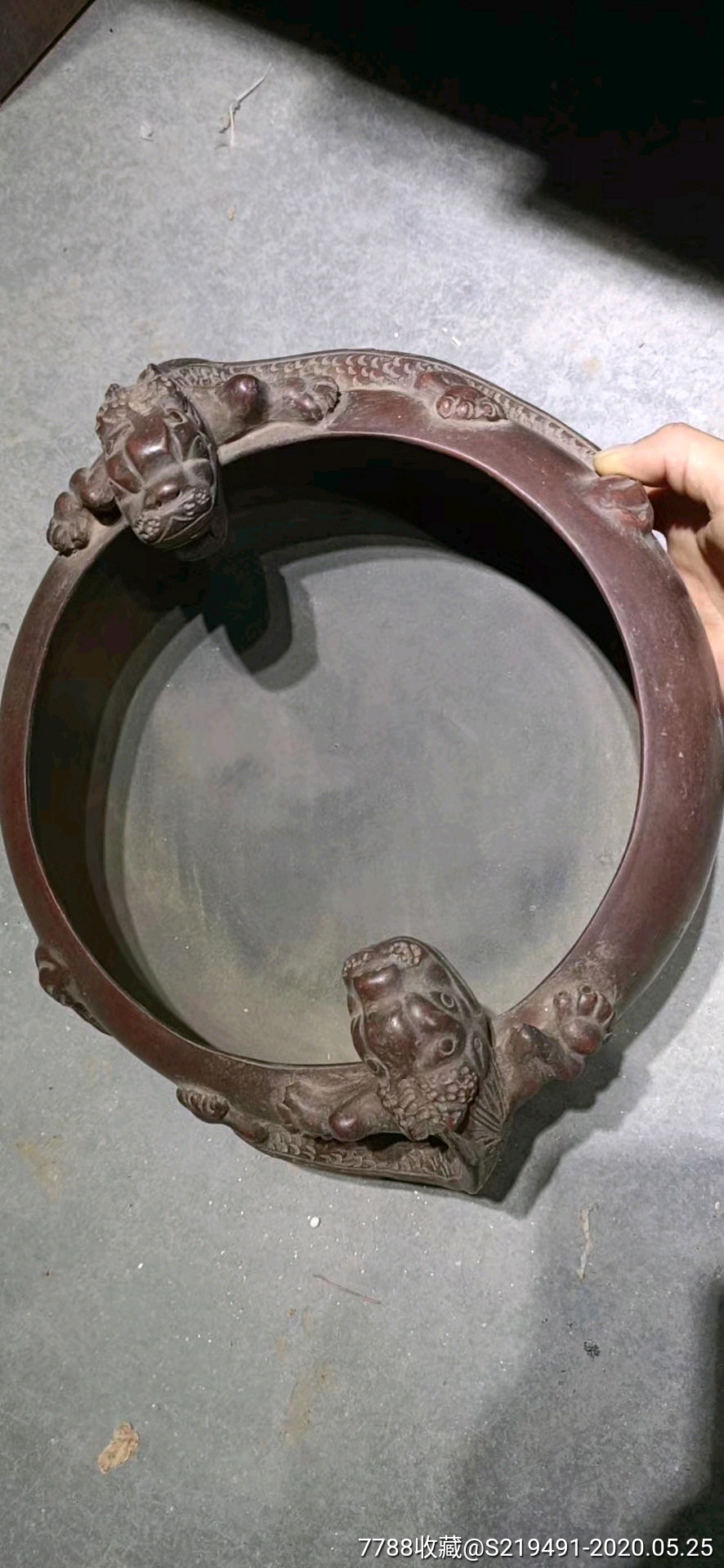 清代紫砂赤龙大笔洗