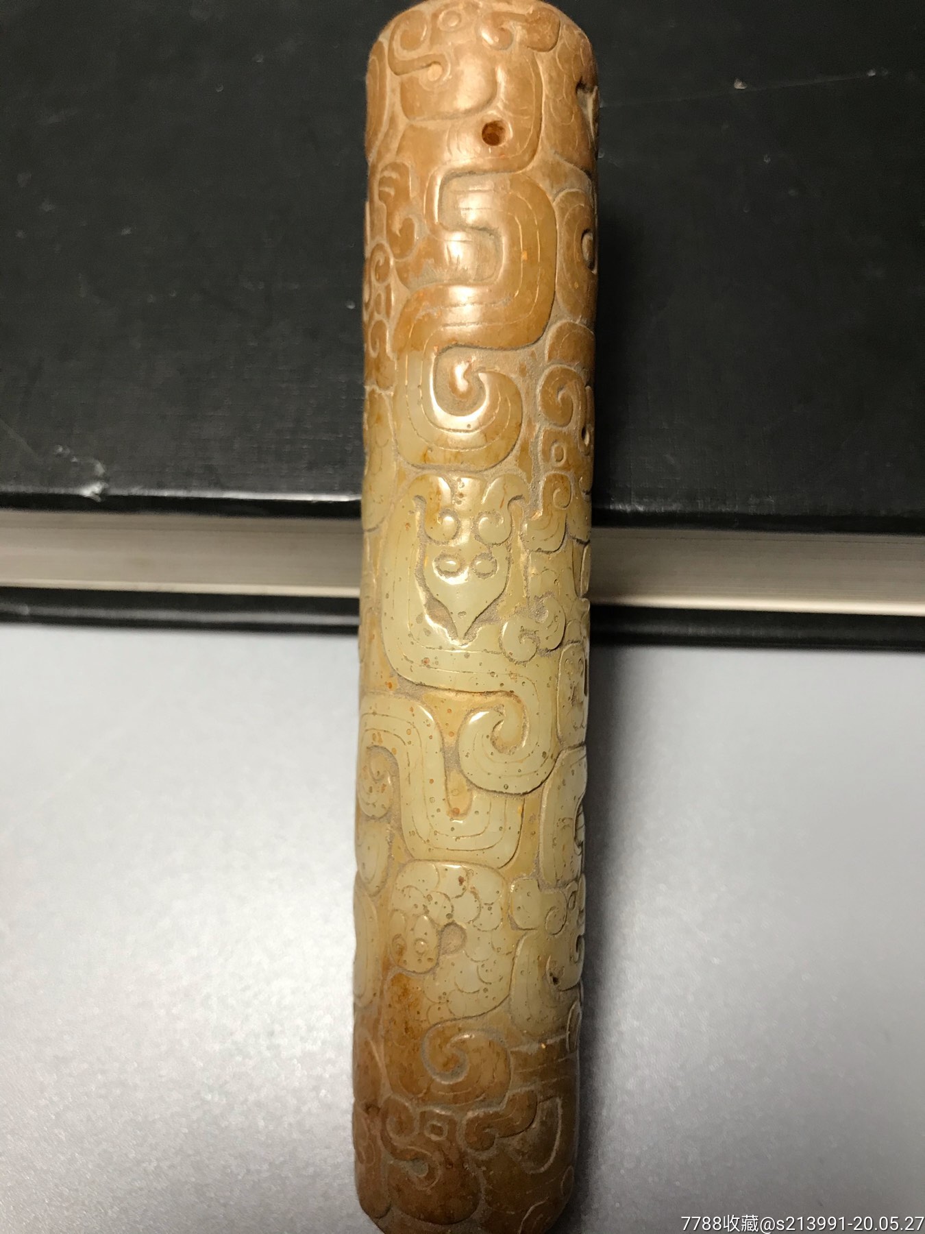 战汉和田籽料高浮雕螭龙勒子-和田玉-7788收藏